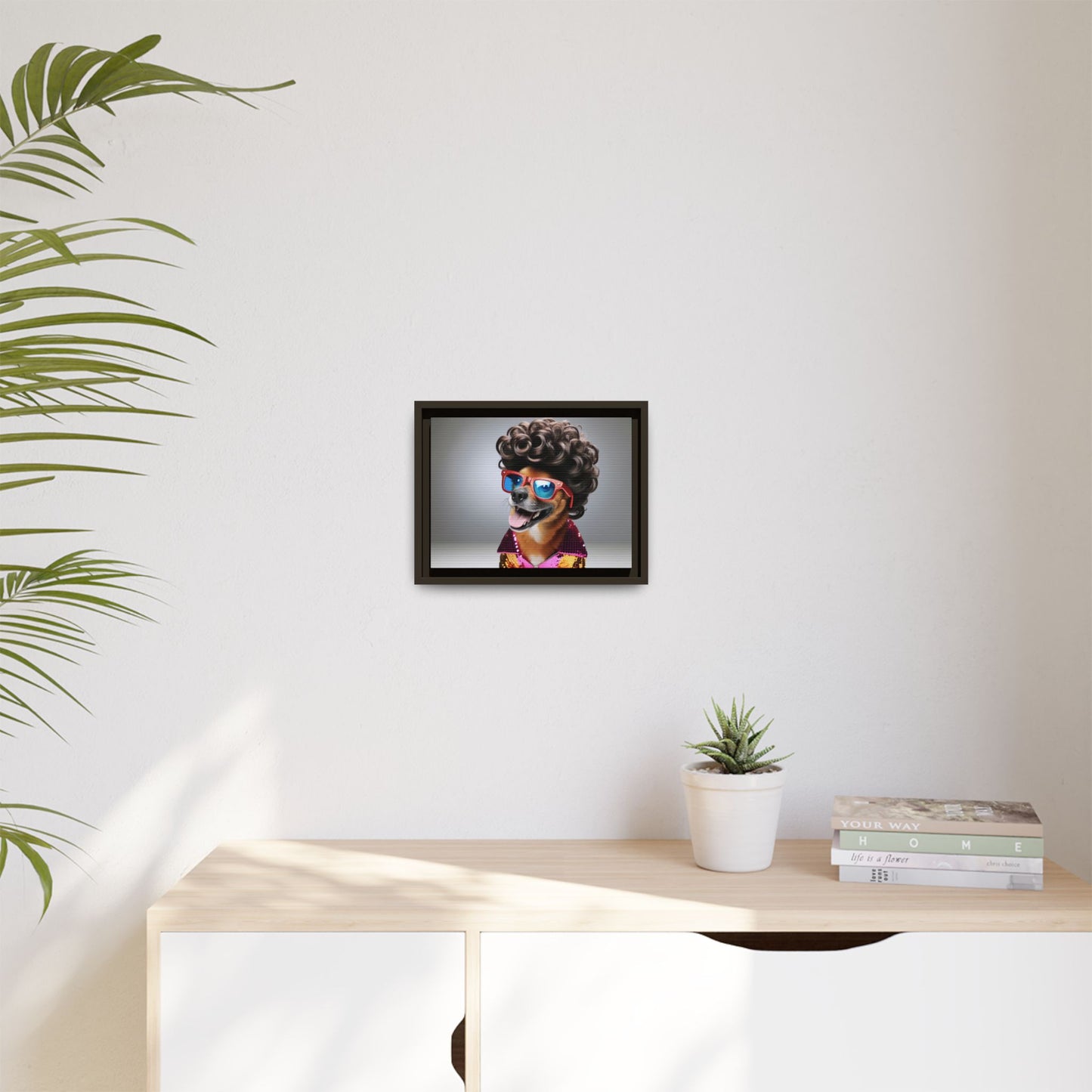 Funny Dog Portrait Wall Art - Funky Framed Matte Canvas