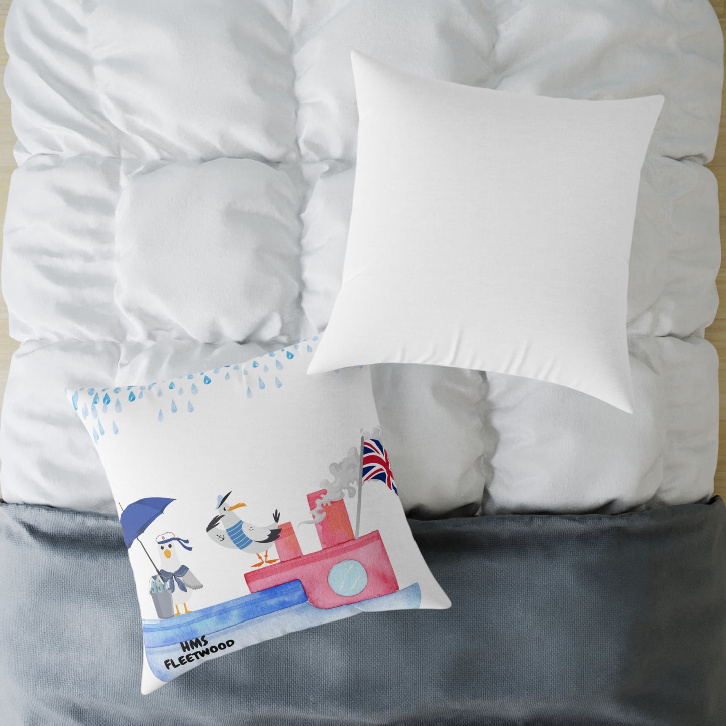 Whimsical Seagull Decor Pillow, Nautical Home Accent, Cute Cushion for Coastal Vibes, Beach House Gift, Summer Travel Decor