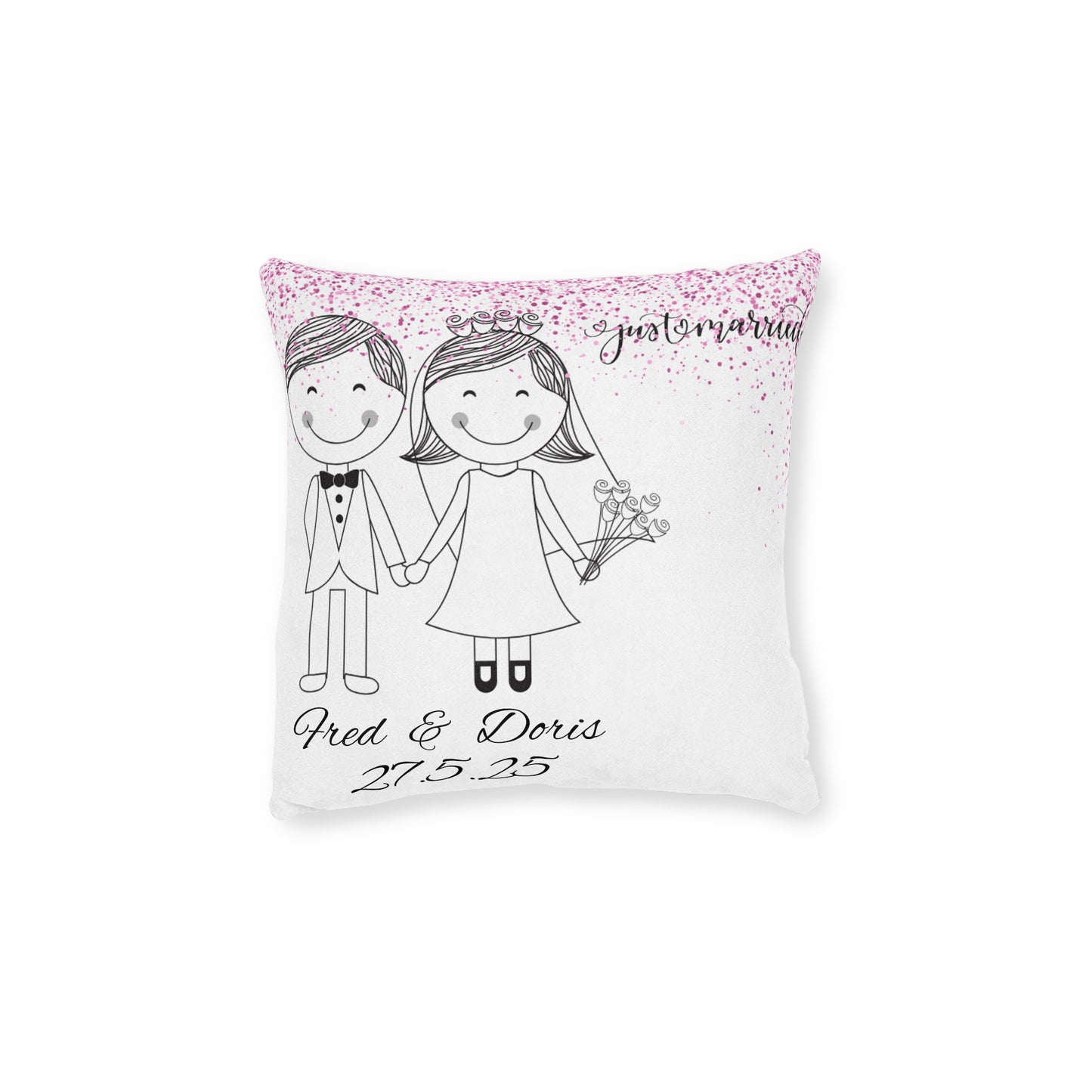 Personalized Wedding Square Pillow - Custom Name & Date, Wedding Gift, Home Decor, Anniversary, Bridal Shower, Engagement