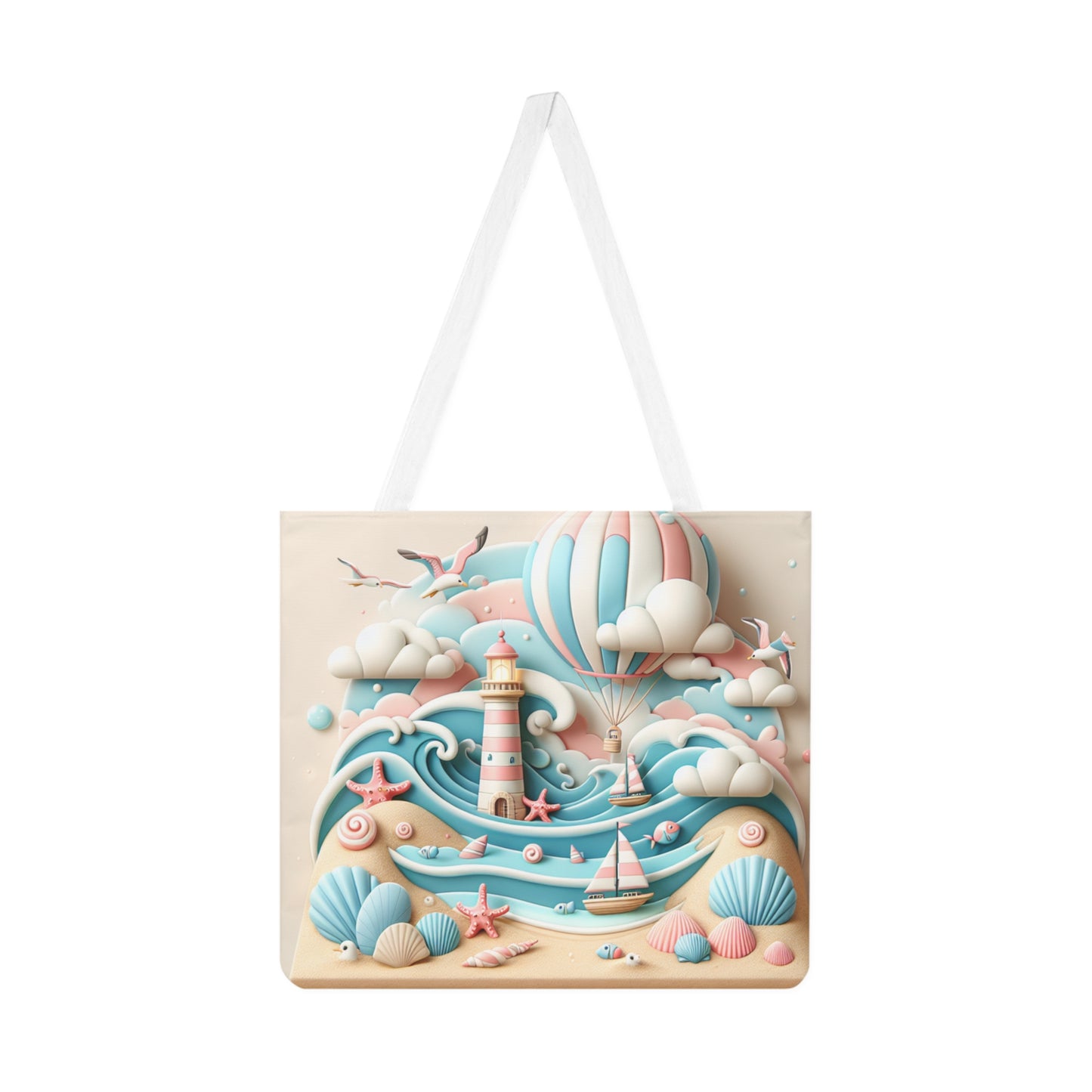 Coastal Adventure Shoulder Tote Bag - Beach Vibes & Nautical Design