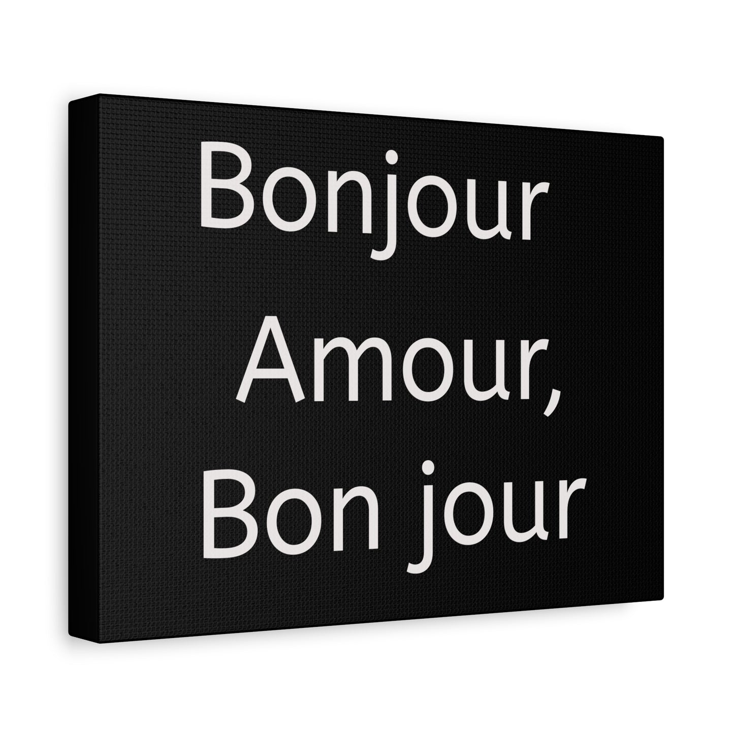 Inspirational Matte Canvas Wall Art – "Bonjour Amour, Bonjour"
