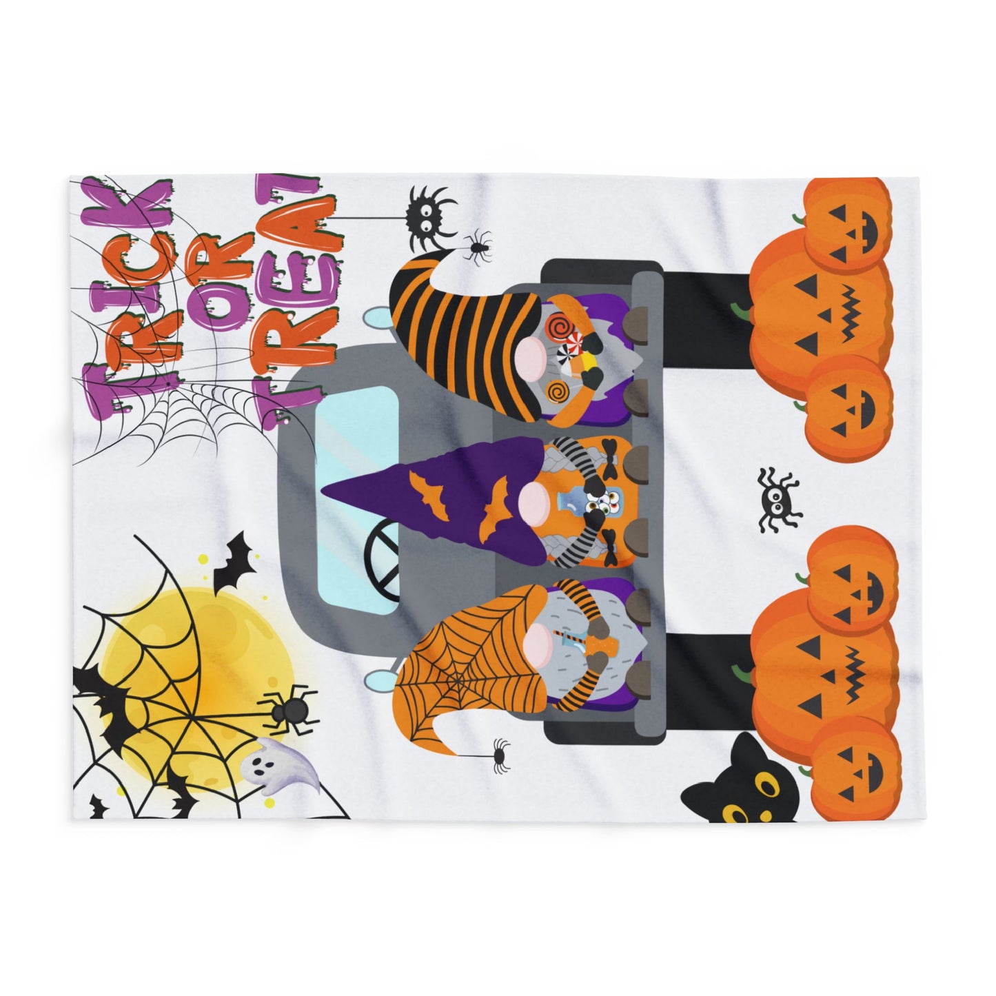 Halloween Fleece Blanket, Cozy Throw, Trick or Treat Decor, Pumpkin Blanket, Seasonal Home Accents