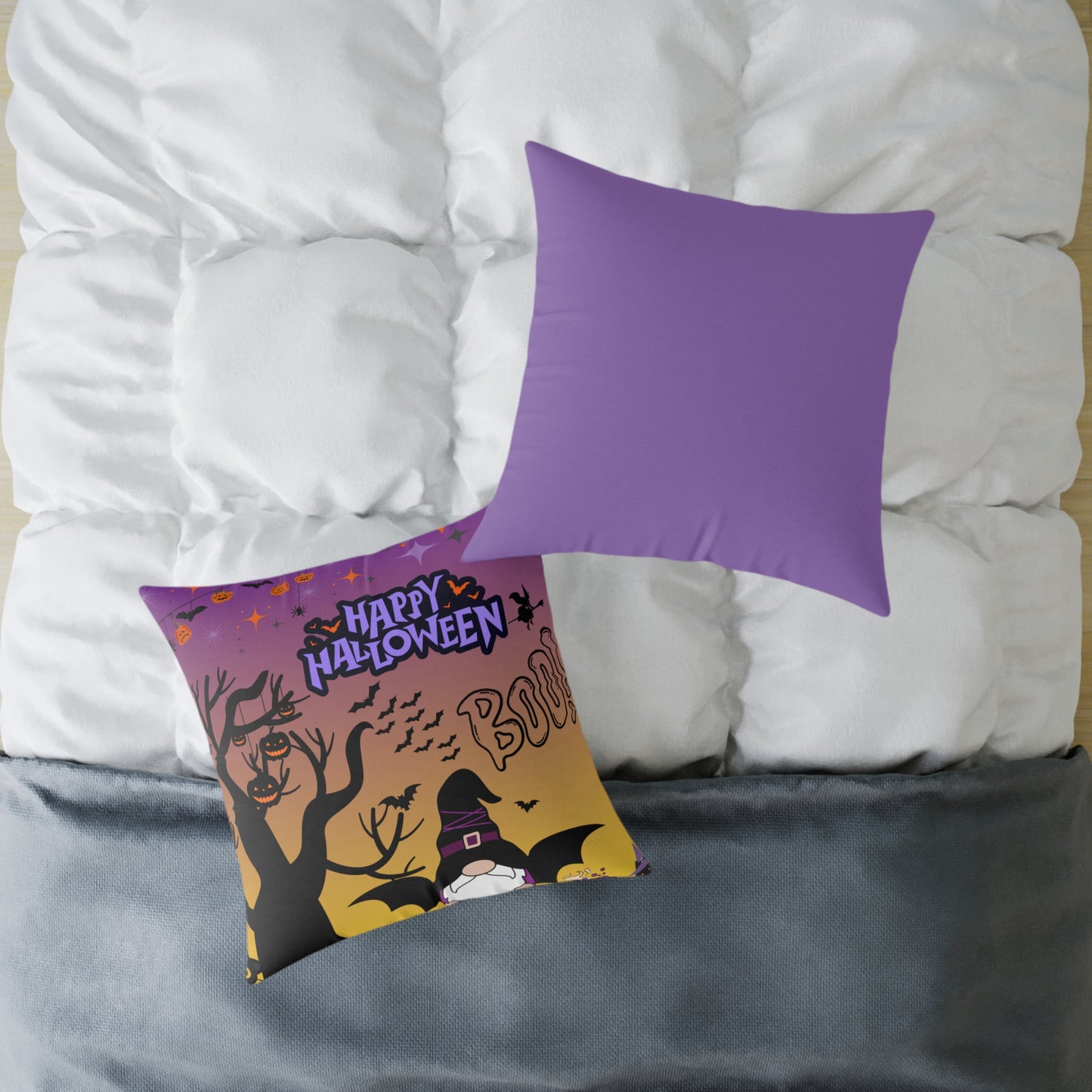 Halloween-themed Square Pillow, Cozy Decor, Spooky Home Accessory, Fall Celebration, October Holiday Gift, Witchy Cushion