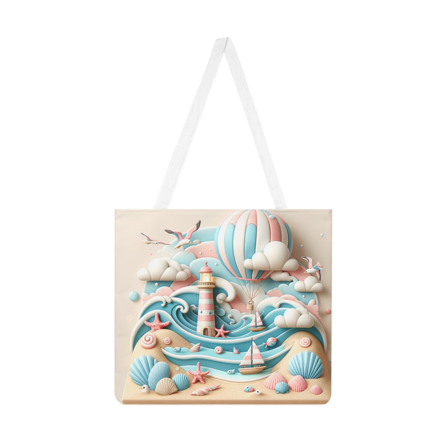 Coastal Adventure Shoulder Tote Bag - Beach Vibes & Nautical Design