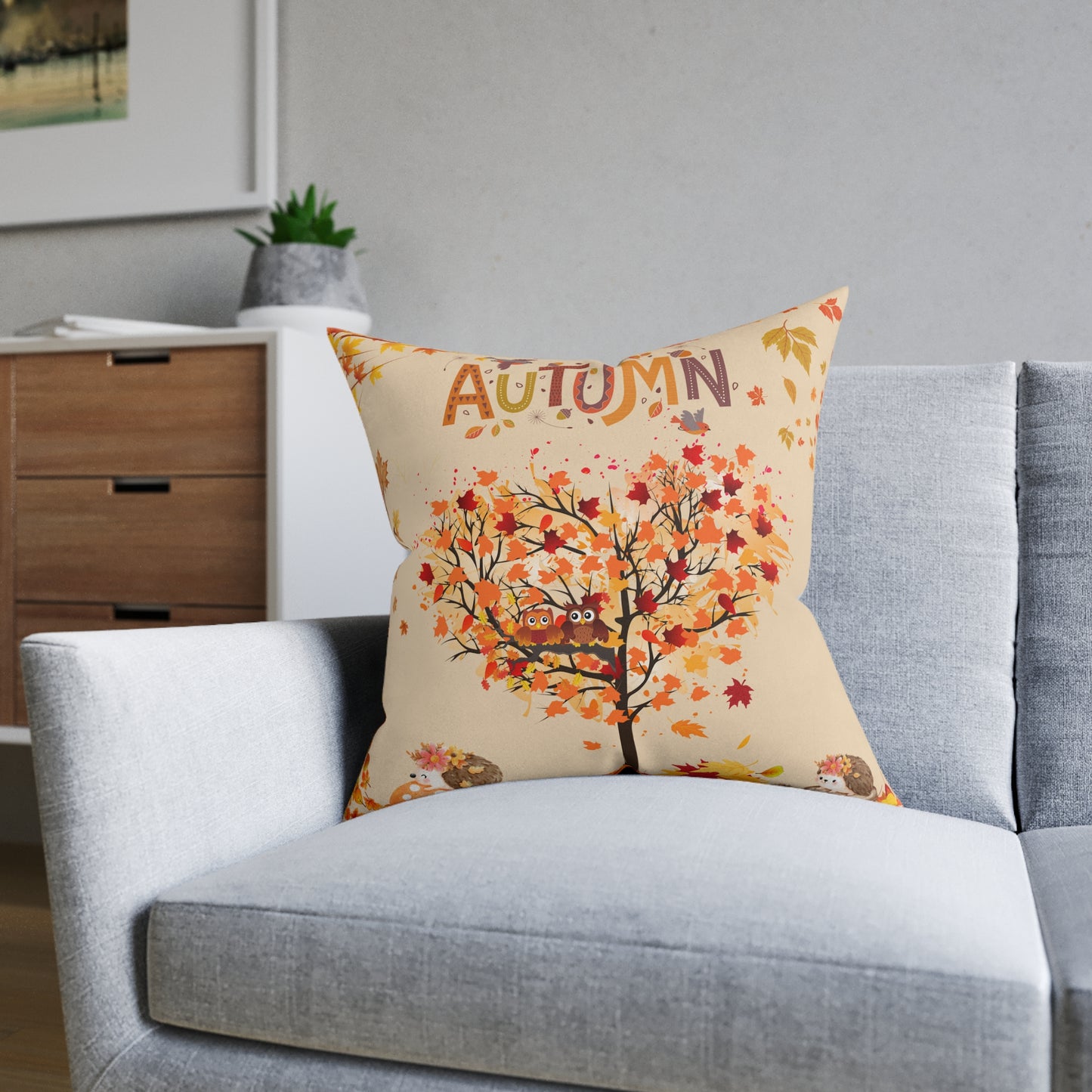 Autumn Square Pillow | Cozy Fall Decor, Thanksgiving Gift, Seasonal Cushion, Rustic Home Accent, Autumnal Throw Pillow