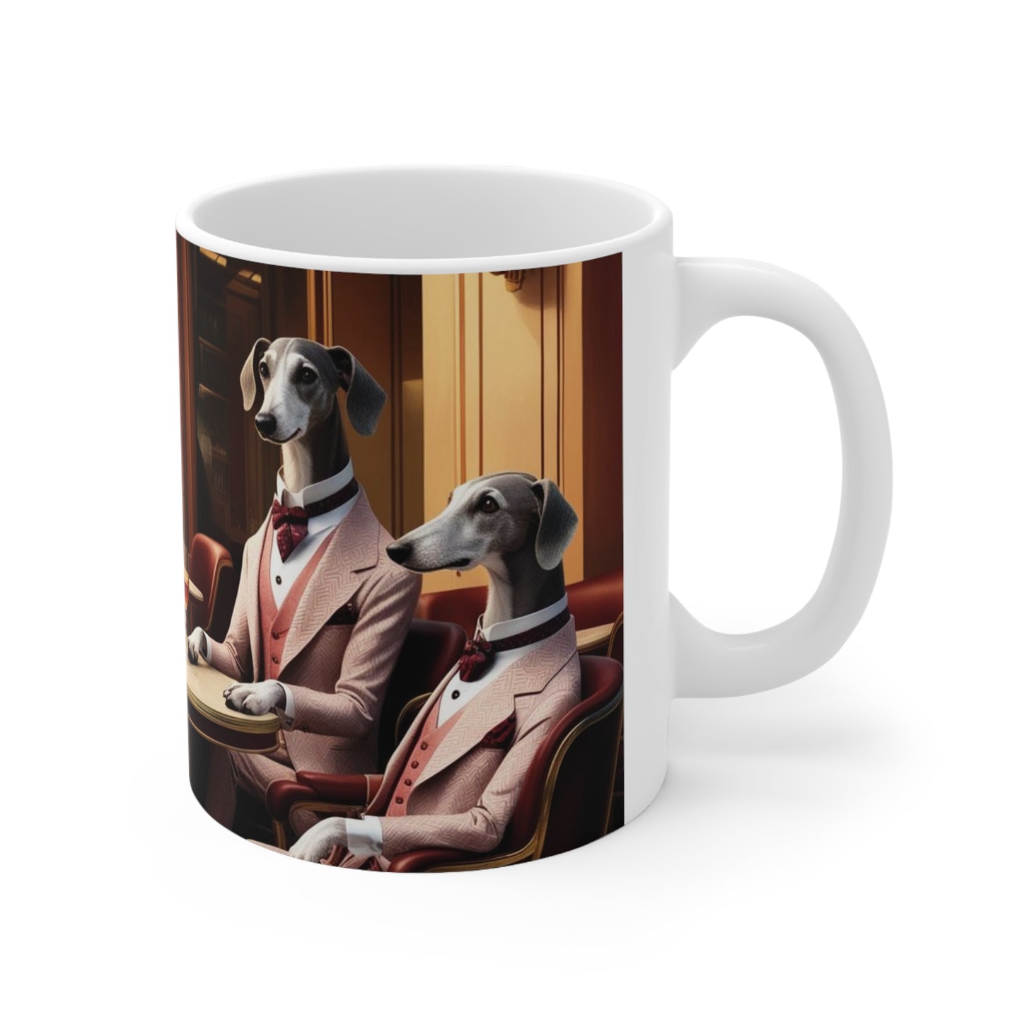 Elegant Greyhound Ceramic Coffee Cup – 11oz & 15oz – Perfect for Dog Lovers and Unique Gift Ideas