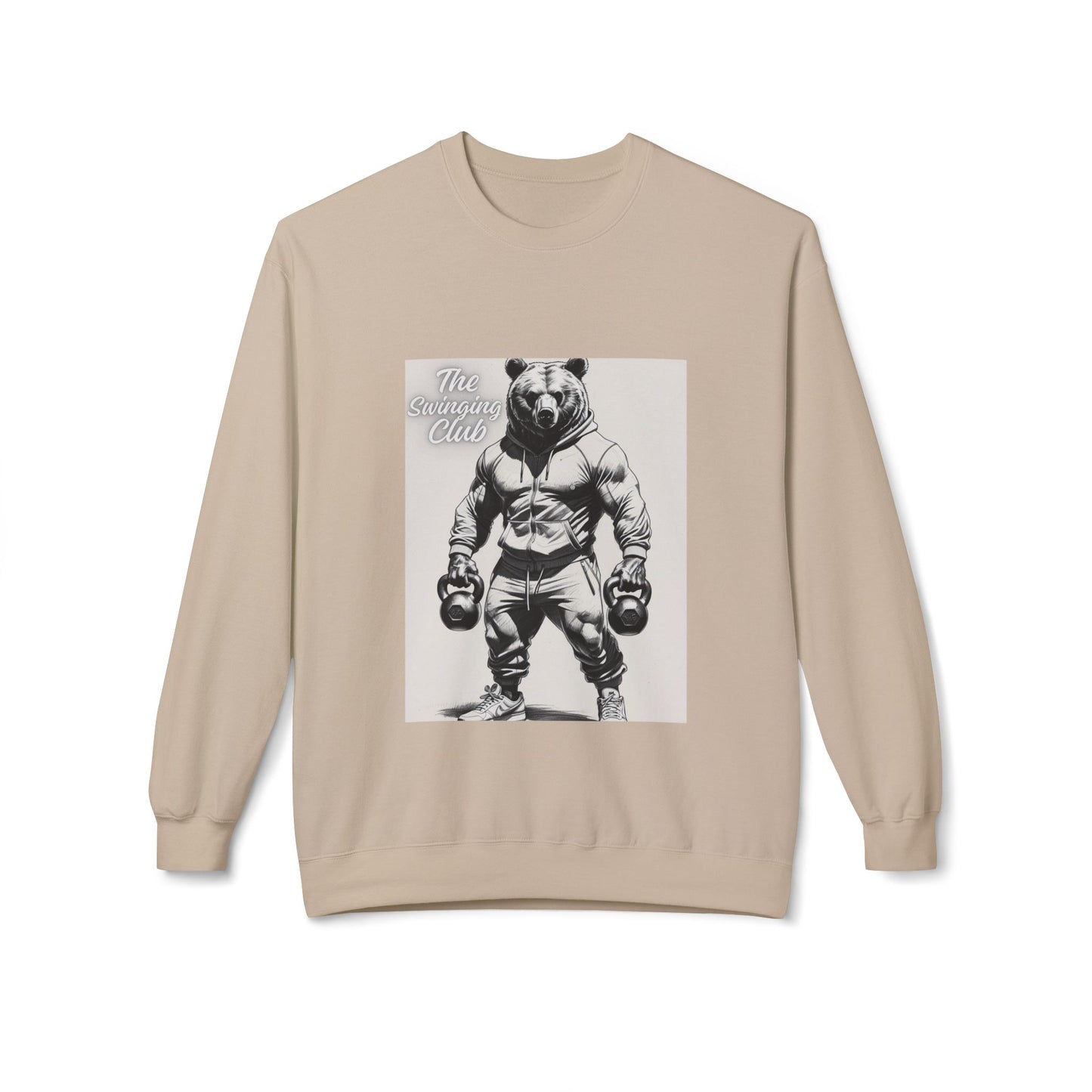 Fleece Crewneck Sweatshirt with Bear Gym Design, Cozy Unisex Apparel, Perfect for Workouts, Gift for Fitness Lovers, Casual Wear