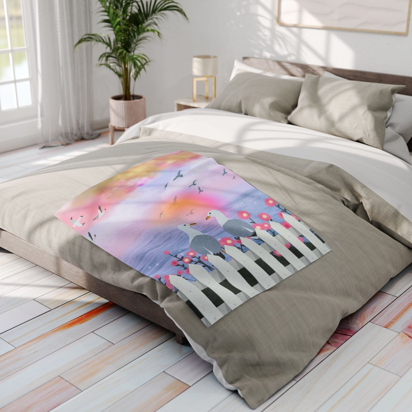 Serene Seagull Arctic Fleece Blanket, Cozy Throw for Home, Beach Decor, Gift for Nature Lovers, Soft Cover for Seasons
