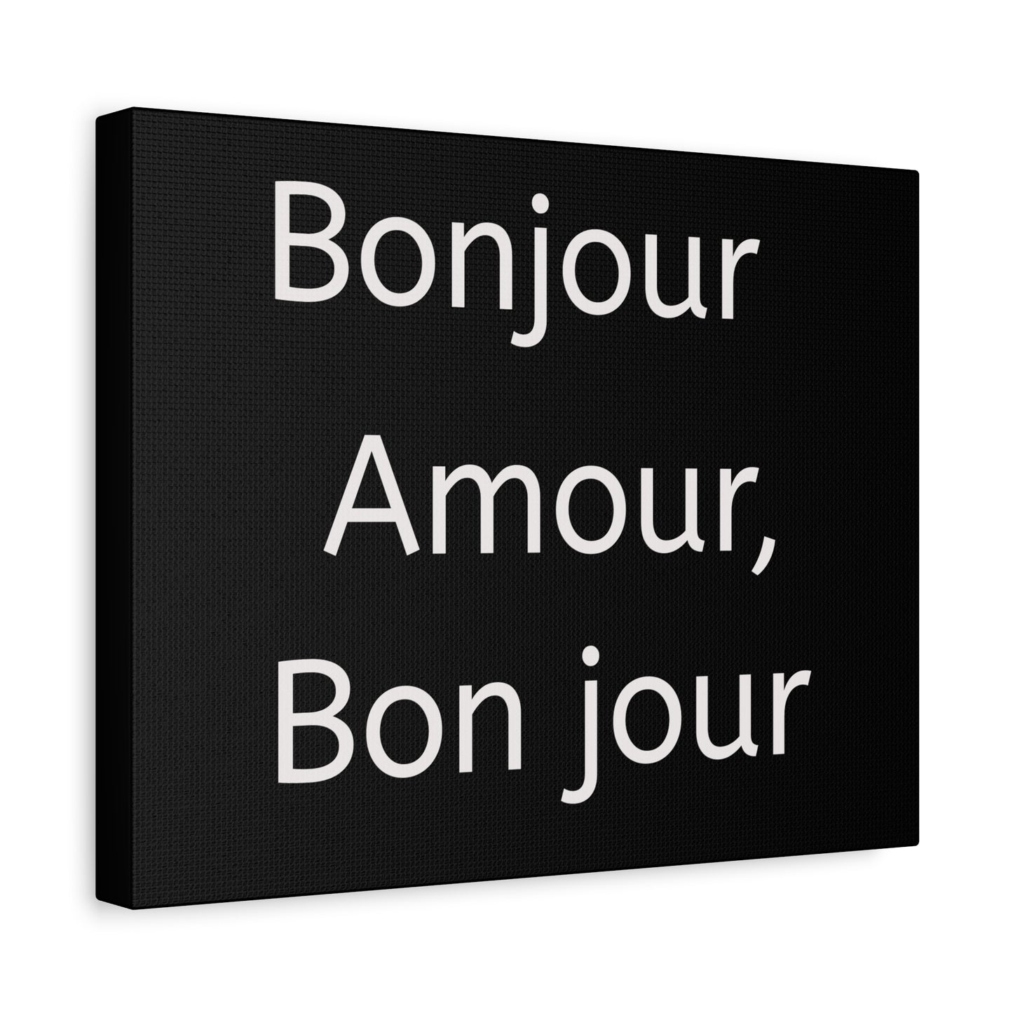 Inspirational Matte Canvas Wall Art – "Bonjour Amour, Bonjour"