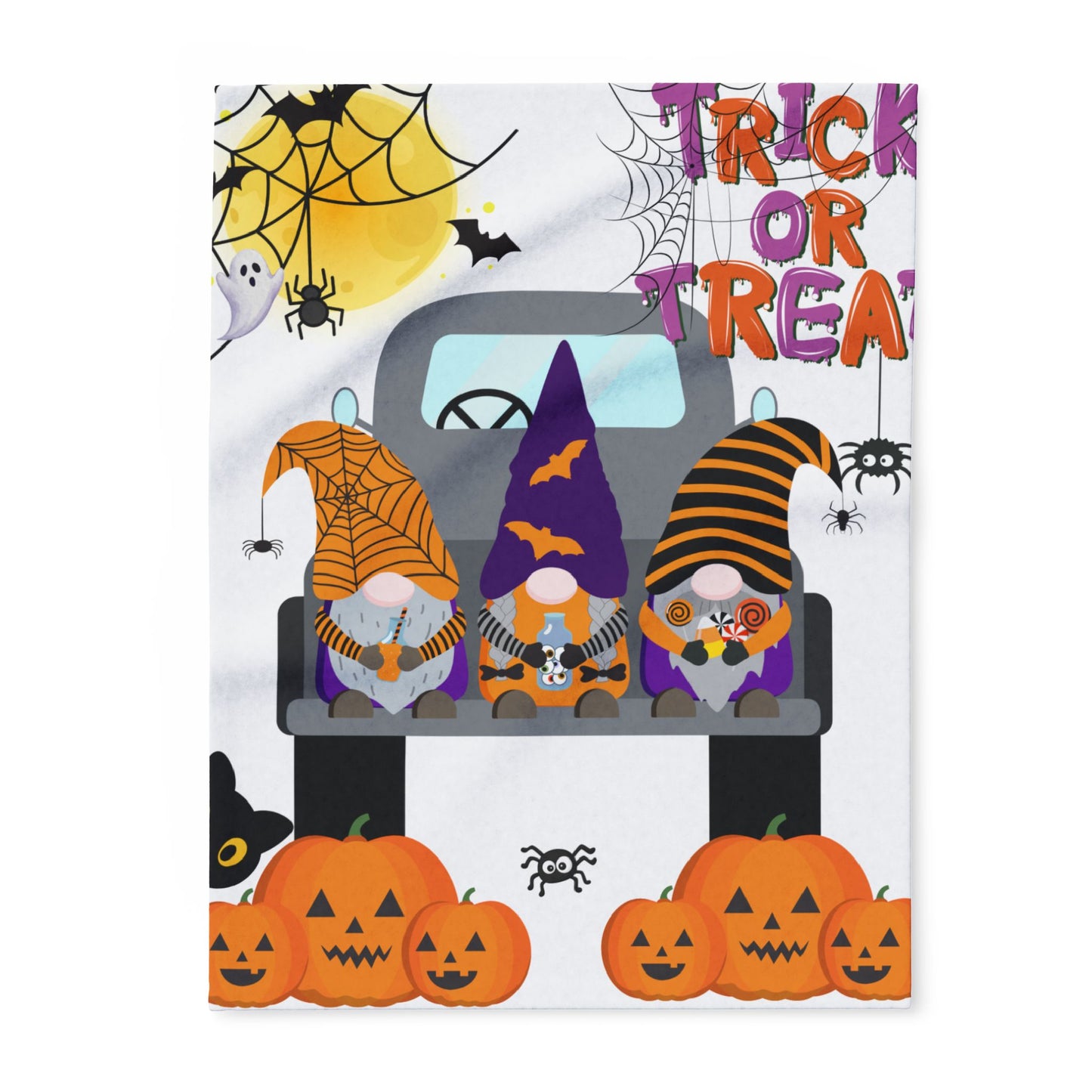 Halloween Fleece Blanket, Cozy Throw, Trick or Treat Decor, Pumpkin Blanket, Seasonal Home Accents
