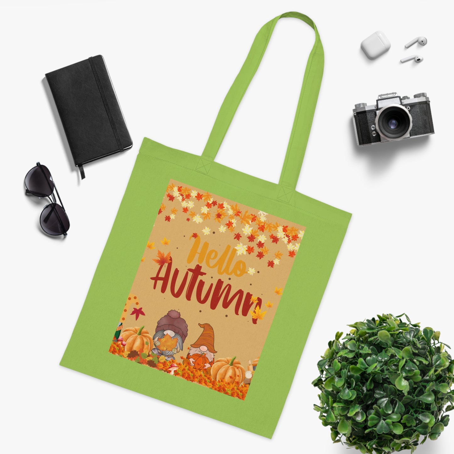 Autumn Greetings Cotton Tote Bag, Fall Shopping Tote, Seasonal Gift, Eco-Friendly Fall Bag, Pumpkin Spice Lover’s Accessory