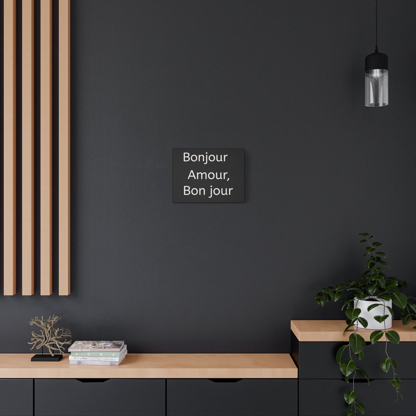 Inspirational Matte Canvas Wall Art – "Bonjour Amour, Bonjour"