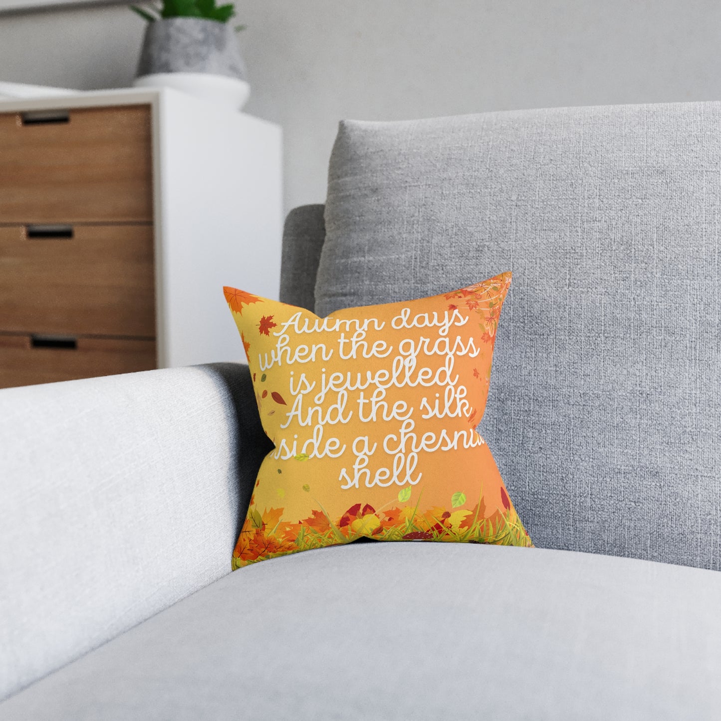 Autumn Quote Square Pillow | Cozy Home Decor, Fall Accent Cushion, Thanksgiving Gift, Seasonal Pillow, Harvest Decoration