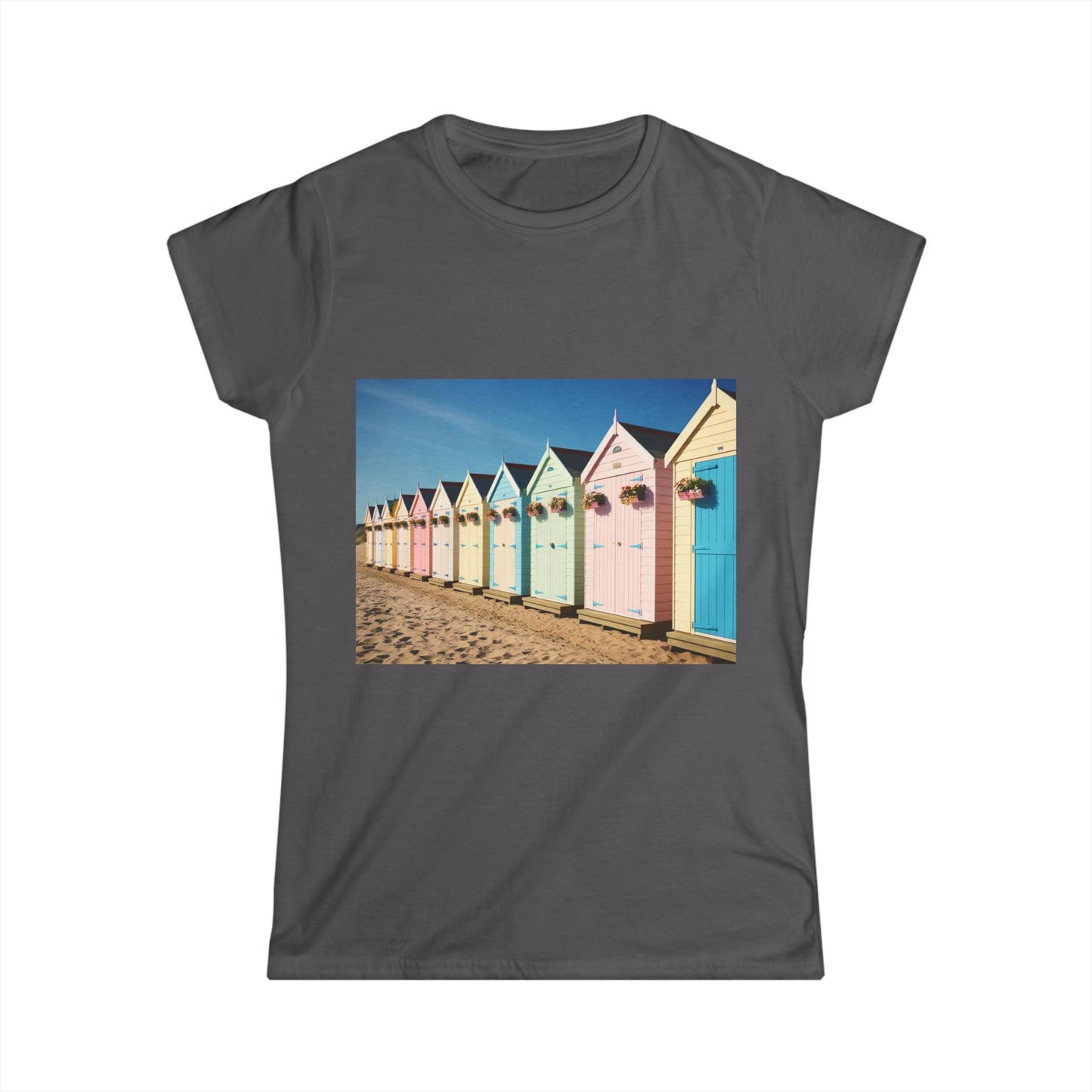 Beach Hut Women's Softstyle Tee – Summer Vibes, Casual Wear, Beach Day, Gift for Her, Vacation Outfit