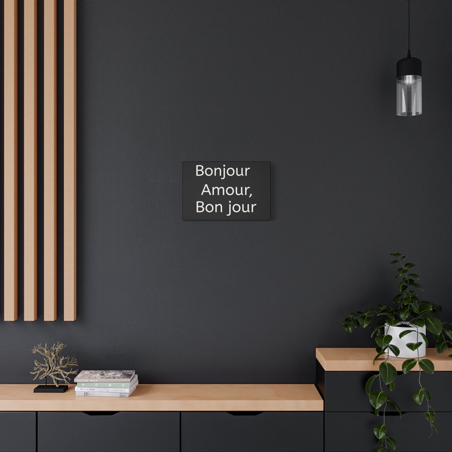 Inspirational Matte Canvas Wall Art – "Bonjour Amour, Bonjour"
