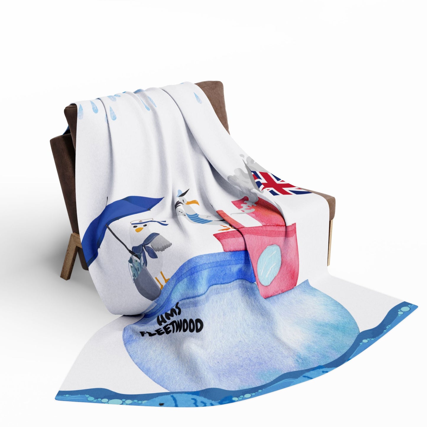 Whimsical Coastal Fleece Blanket - Perfect for Cozy Evenings, Beach Lovers, Summer, Nautical Decor, Gift Idea