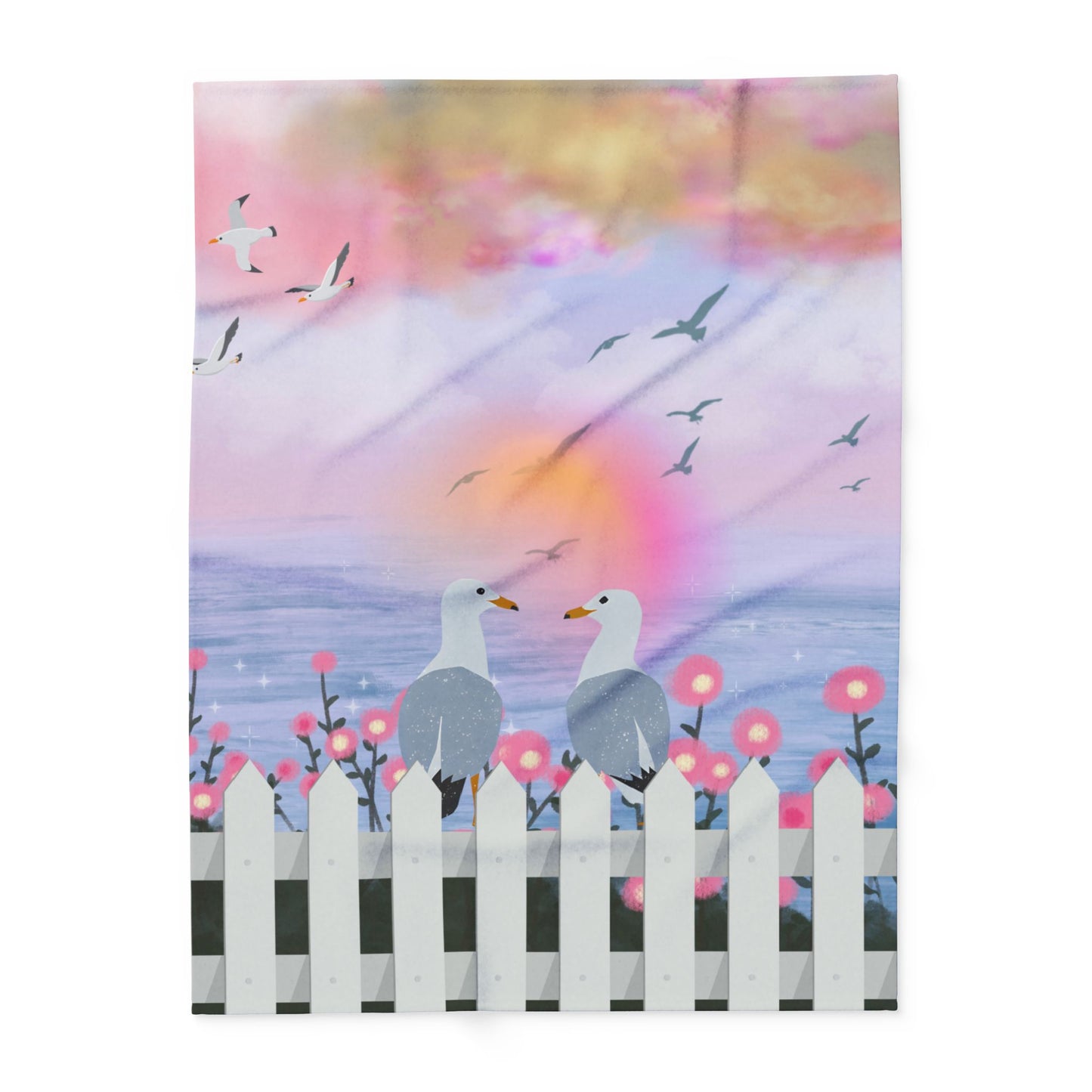 Serene Seagull Arctic Fleece Blanket, Cozy Throw for Home, Beach Decor, Gift for Nature Lovers, Soft Cover for Seasons