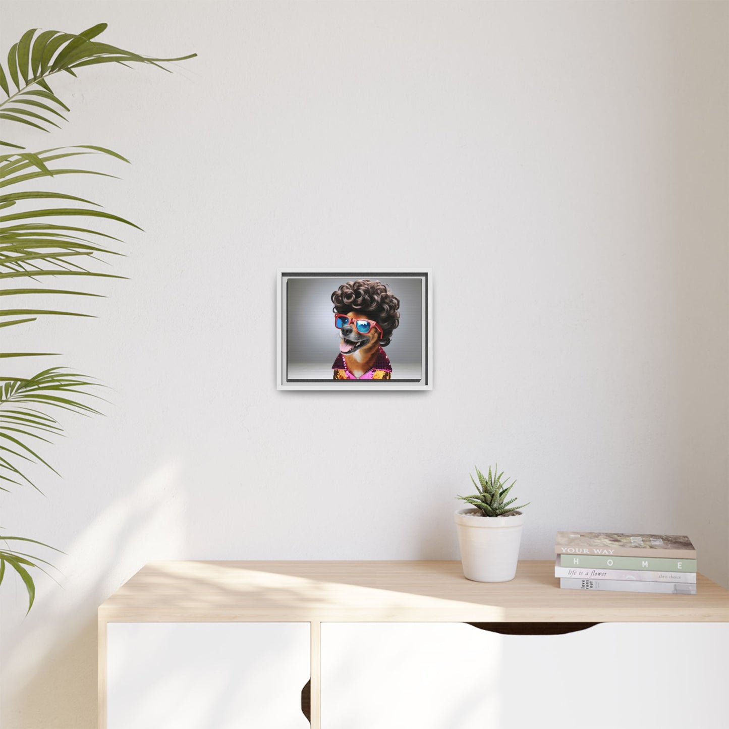 Funny Dog Portrait Wall Art - Funky Framed Matte Canvas