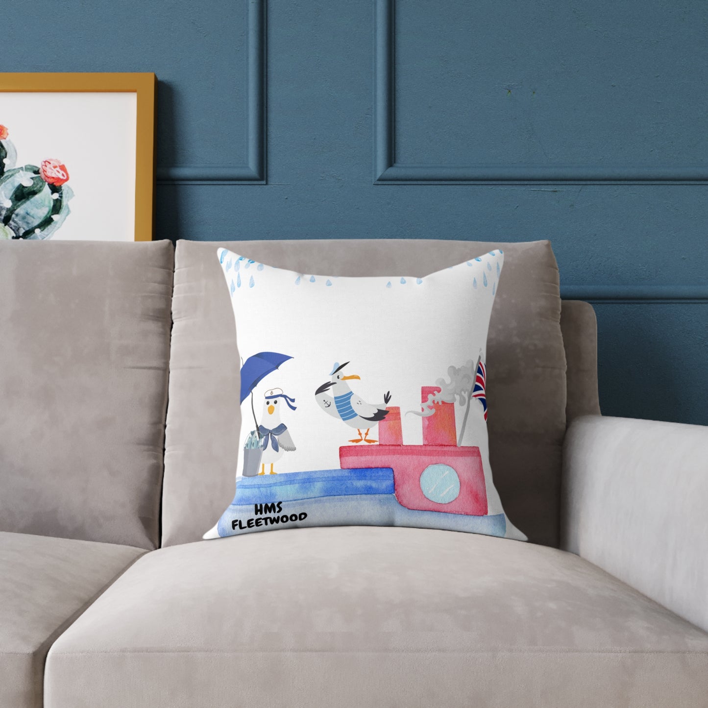 Whimsical Seagull Decor Pillow, Nautical Home Accent, Cute Cushion for Coastal Vibes, Beach House Gift, Summer Travel Decor
