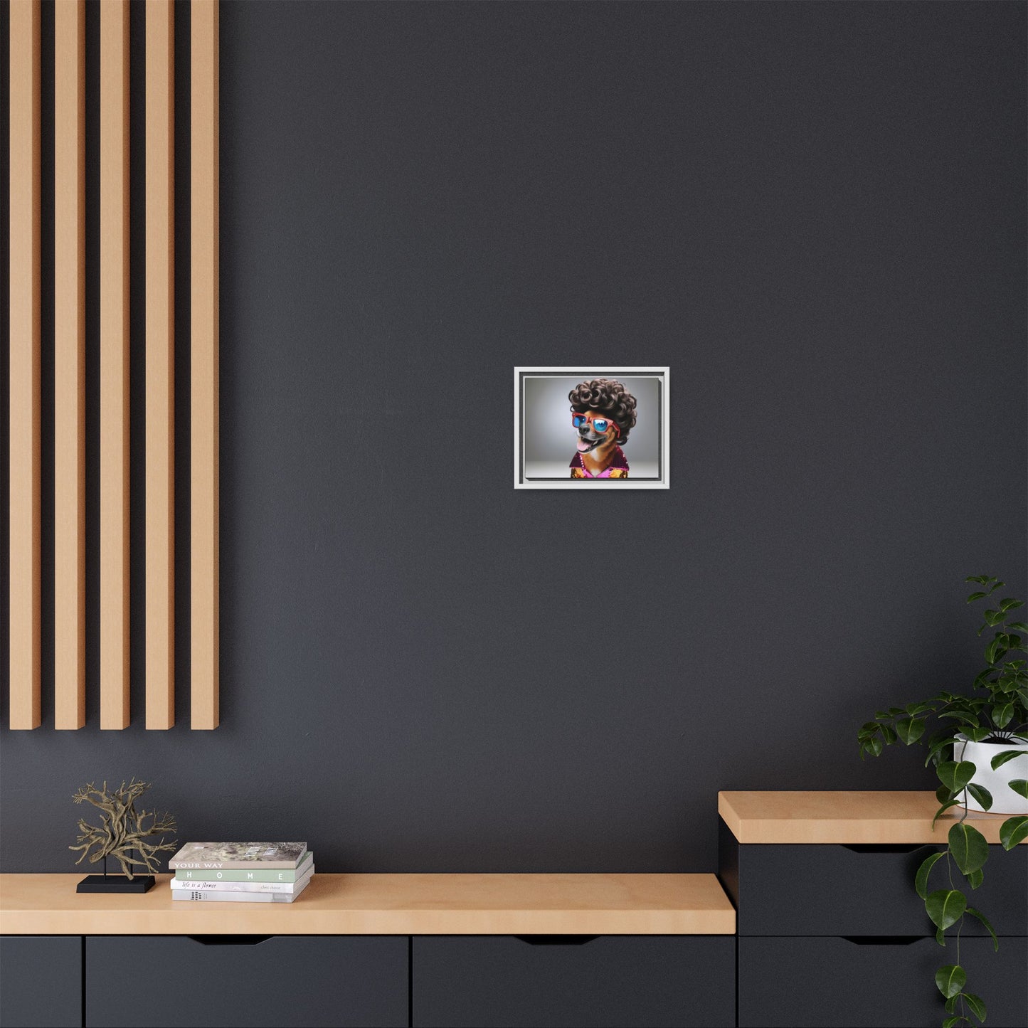 Funny Dog Portrait Wall Art - Funky Framed Matte Canvas