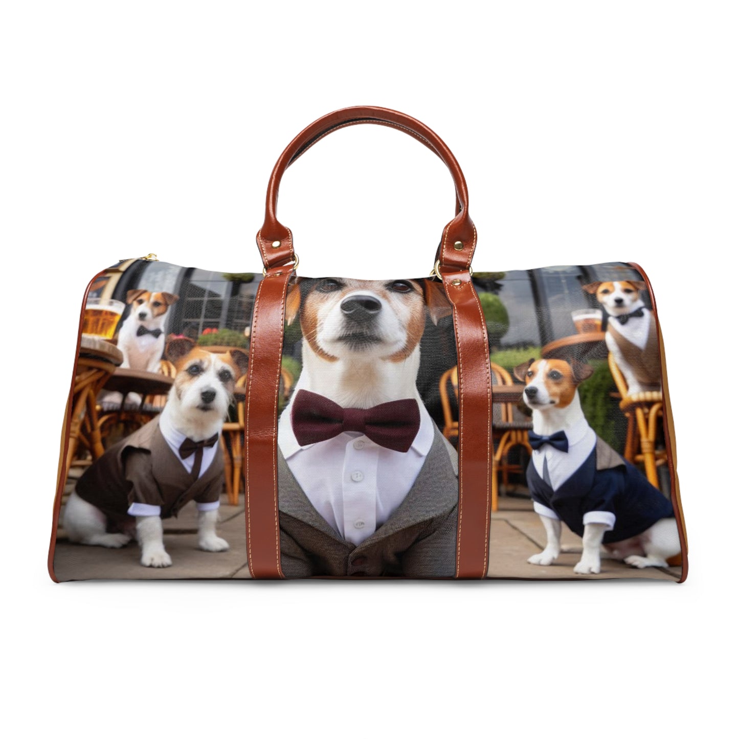 Stylish Waterproof Travel Bag with Dapper Dog Design