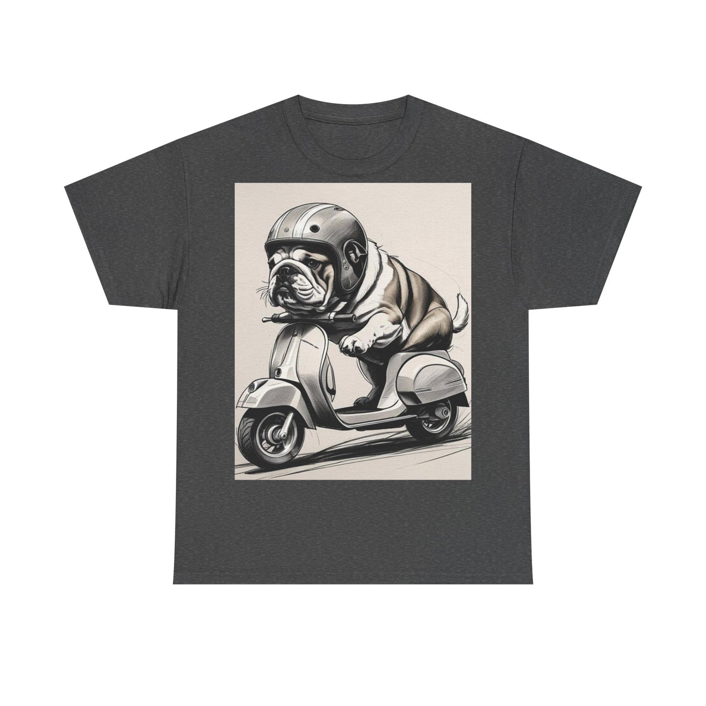Cool Bulldog Scooter Tee, Unisex Cotton T-Shirt, Dog Lover Gift, Vintage Style Shirt, Fun Pet Apparel, Casual Wear