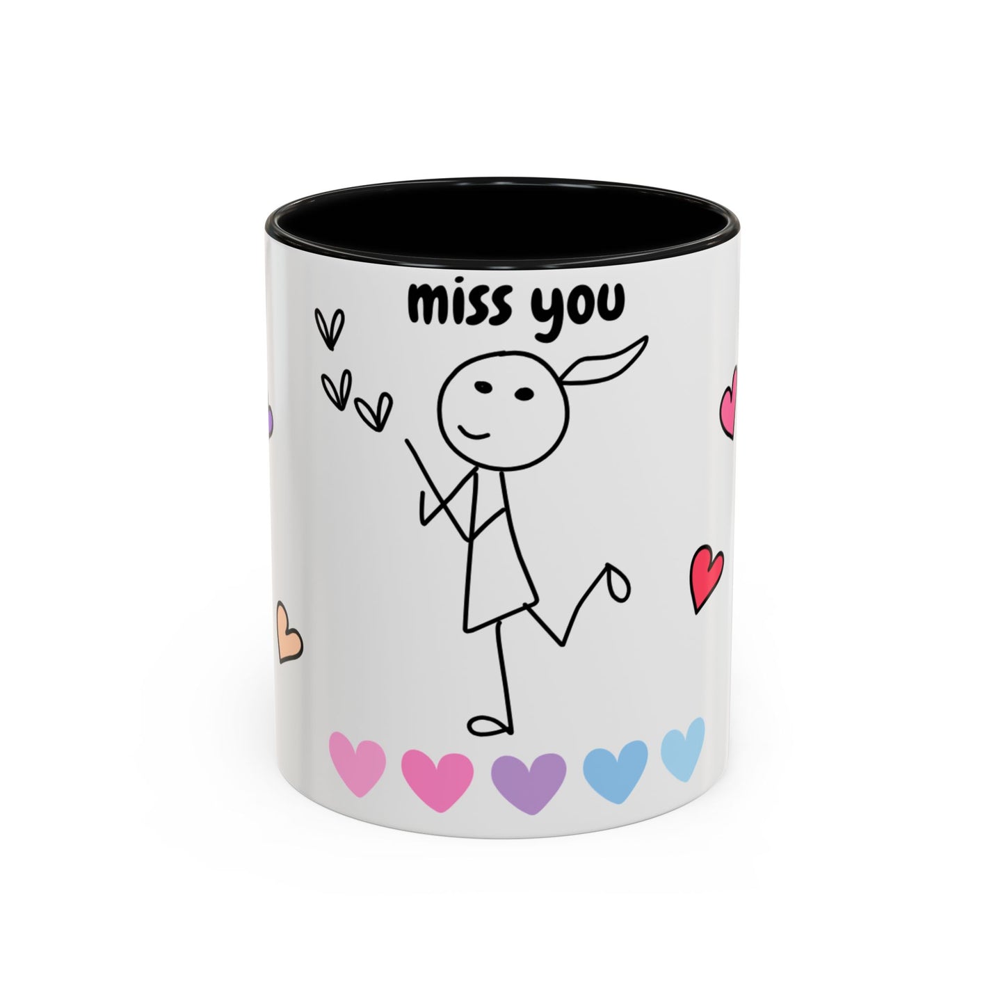 Heartfelt Miss You Accent Coffee Mug, Cute Gift for Friends, Personalized Coffee Cup, Thoughtful Gift for Loved Ones, Cheerful Home Decor