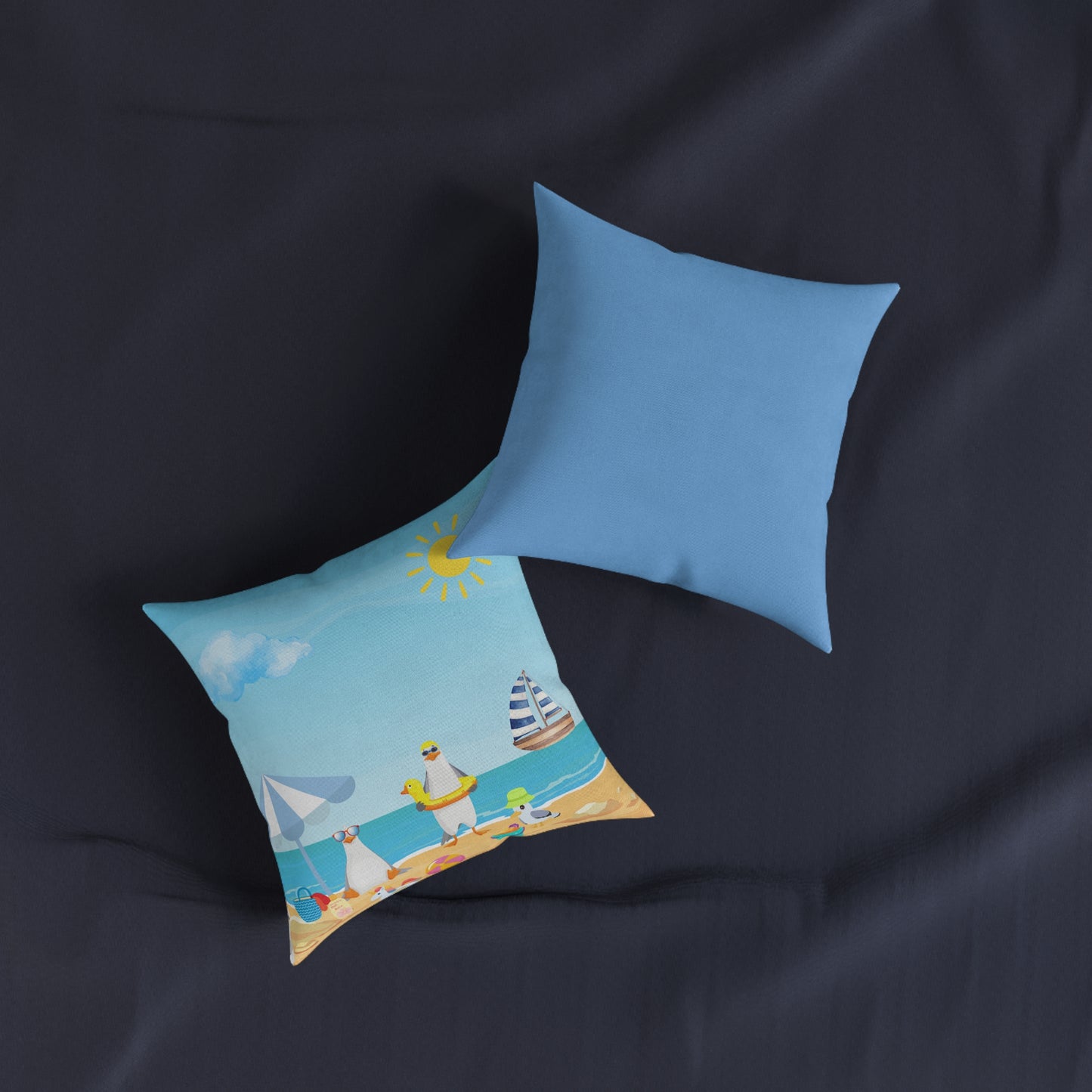 Beach-Themed Square Pillow - Summer Decor, Nautical Vibe, Coastal Living, Home Accent, Gift for Beach Lovers