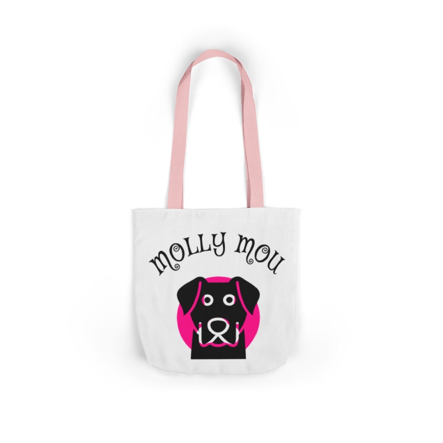 Personalized Dog Lover Canvas Tote Bag - Molly Mou Design with 5-Color Straps