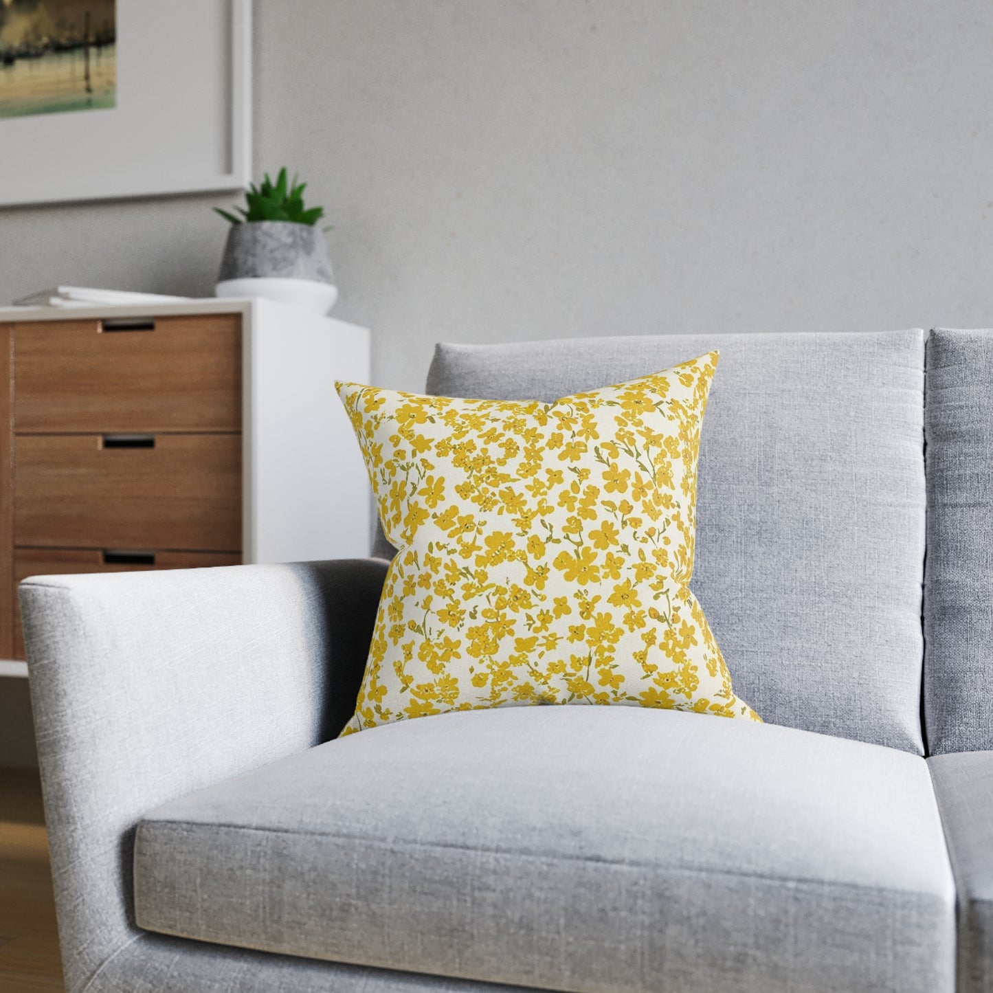 Floral Yellow Square Pillow - Cozy Home Decor for Every Season