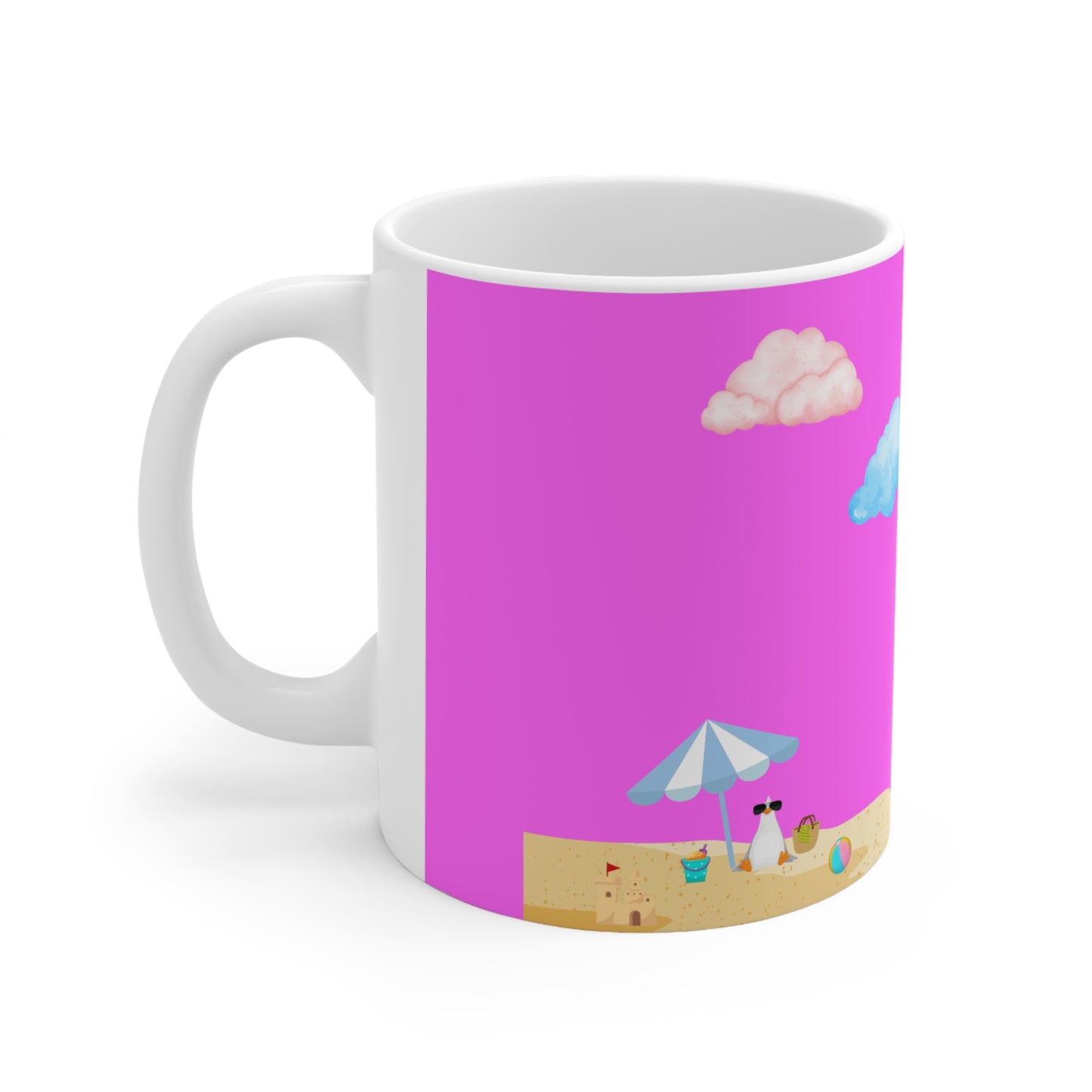 Beach Vibe Ceramic Coffee Cup, Summer Mug, Vacation Cup, Pink Aesthetic, Gift for Beach Lovers