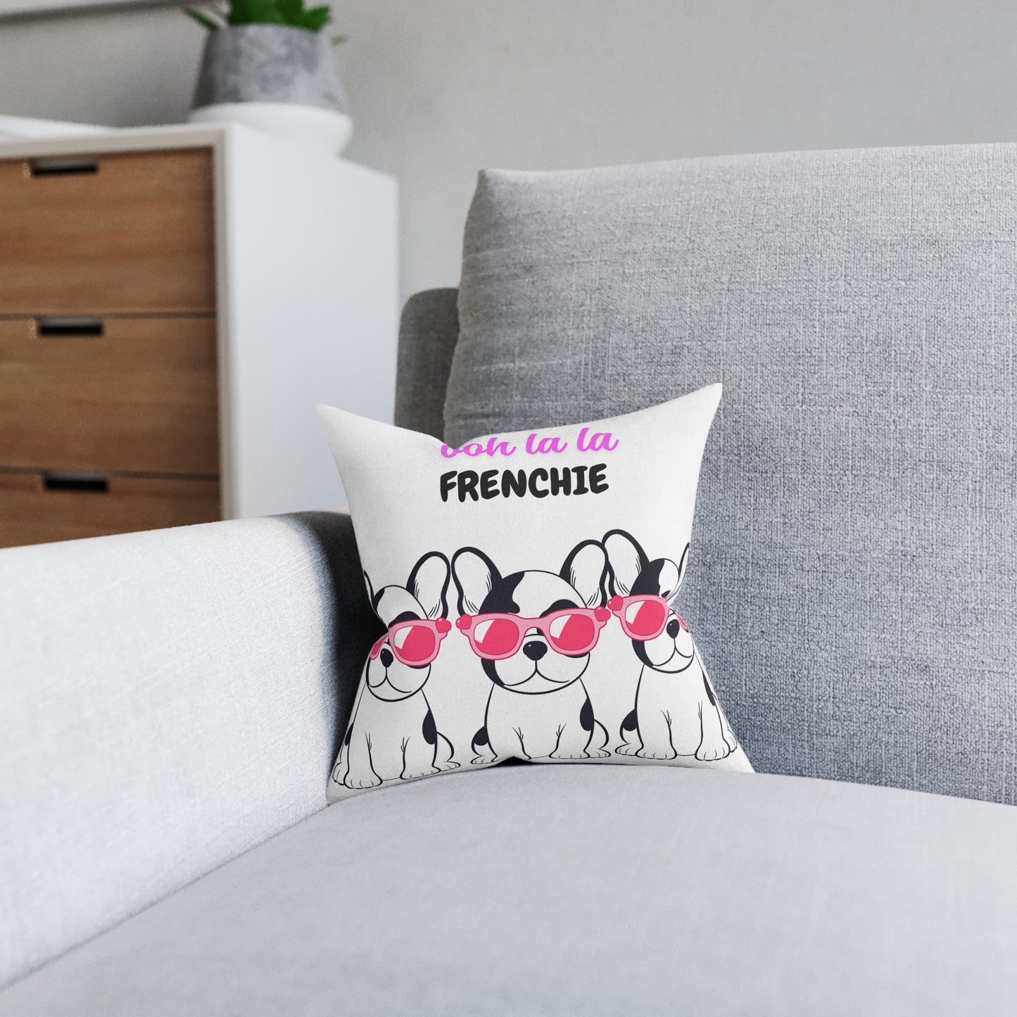 French Bulldog Square Pillow - Ooh La La - Pet Lover Decor, Cute Dog Cushion, Home Accent, Gift for Dog Lovers, Dog Mom Gift