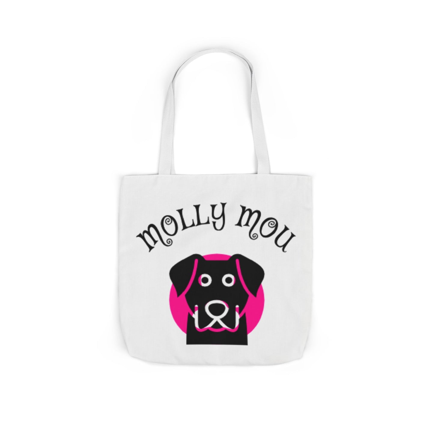 Personalized Dog Lover Canvas Tote Bag - Molly Mou Design with 5-Color Straps