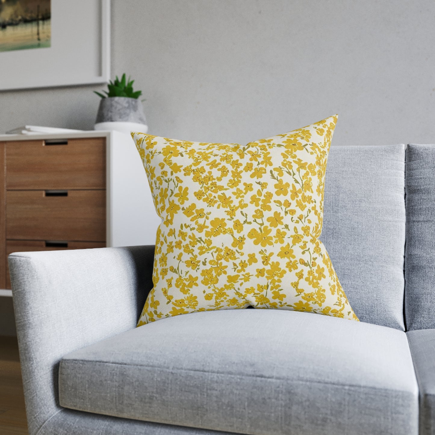 Floral Yellow Square Pillow - Cozy Home Decor for Every Season