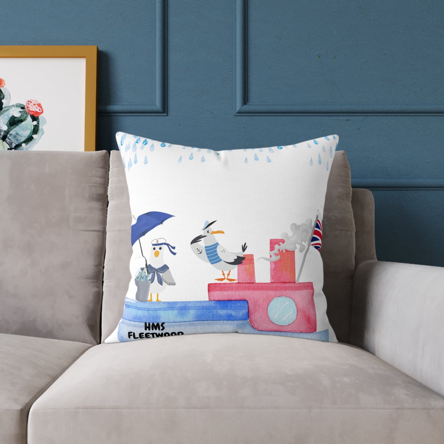 Whimsical Seagull Decor Pillow, Nautical Home Accent, Cute Cushion for Coastal Vibes, Beach House Gift, Summer Travel Decor