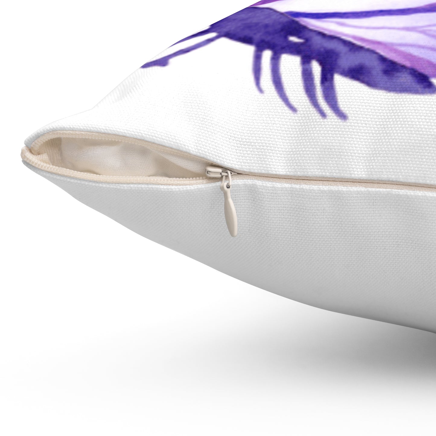 Purple Butterfly Square Pillow - Soft Spun Polyester Cushion for Home Decor