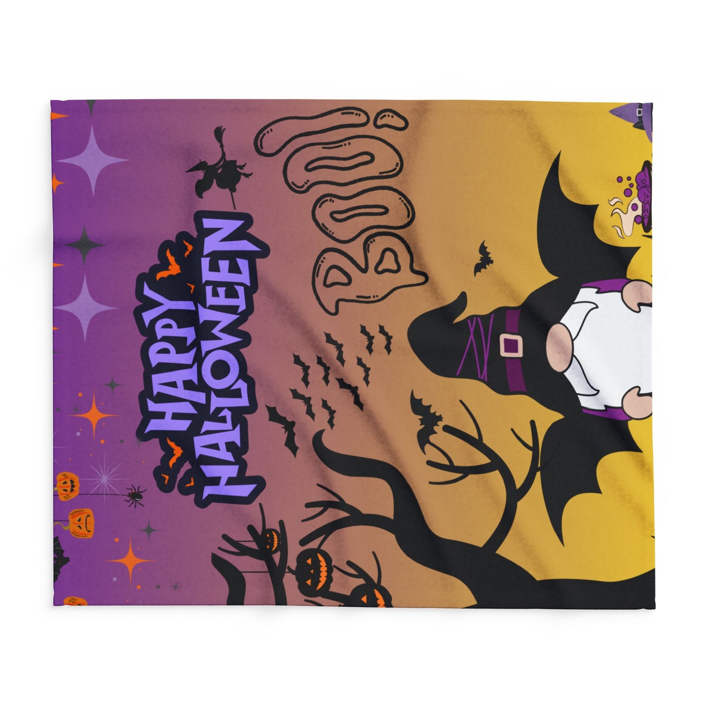 Halloween Gnome Fleece Blanket, Cozy Throw for Kids, Spooky Home Decor, Fall Blanket, Trick or Treat Gift