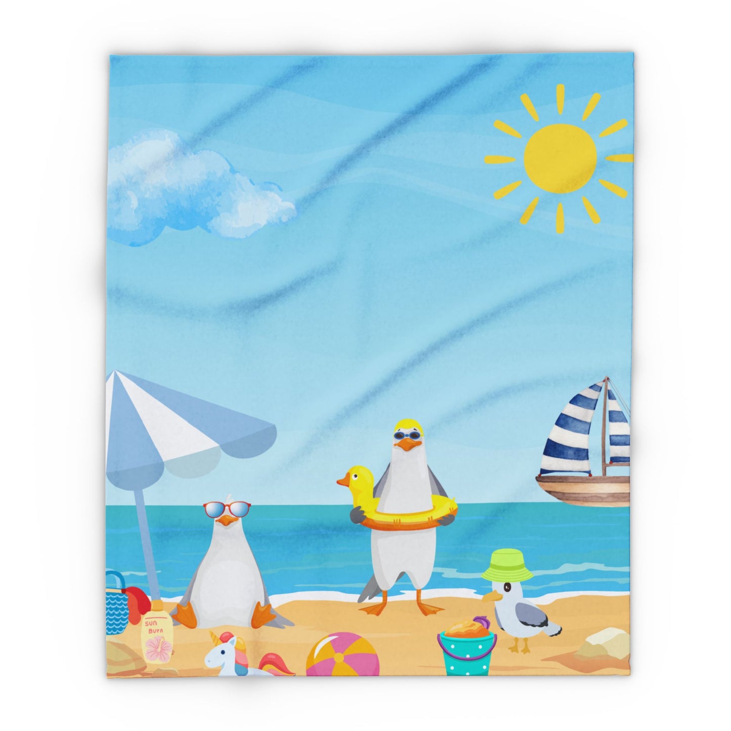 Beach-Themed Fleece Blanket - Cozy Throw for Summer, Perfect for Picnics, Camping, Home Decor, Gifts for Beach Lovers