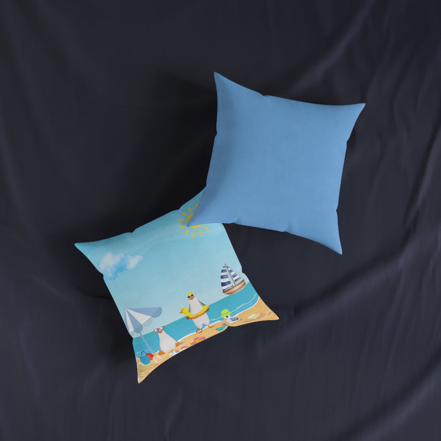Beach-Themed Square Pillow - Summer Decor, Nautical Vibe, Coastal Living, Home Accent, Gift for Beach Lovers