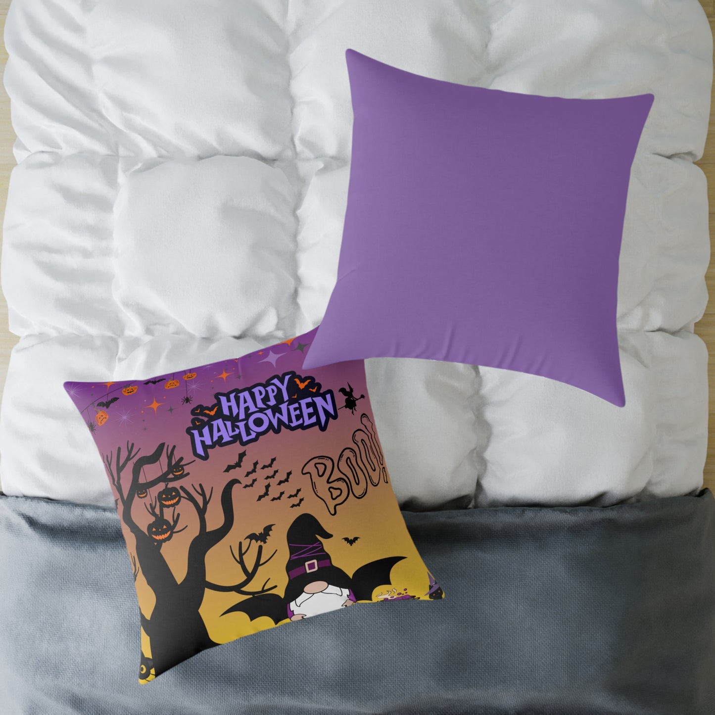Halloween-themed Square Pillow, Cozy Decor, Spooky Home Accessory, Fall Celebration, October Holiday Gift, Witchy Cushion