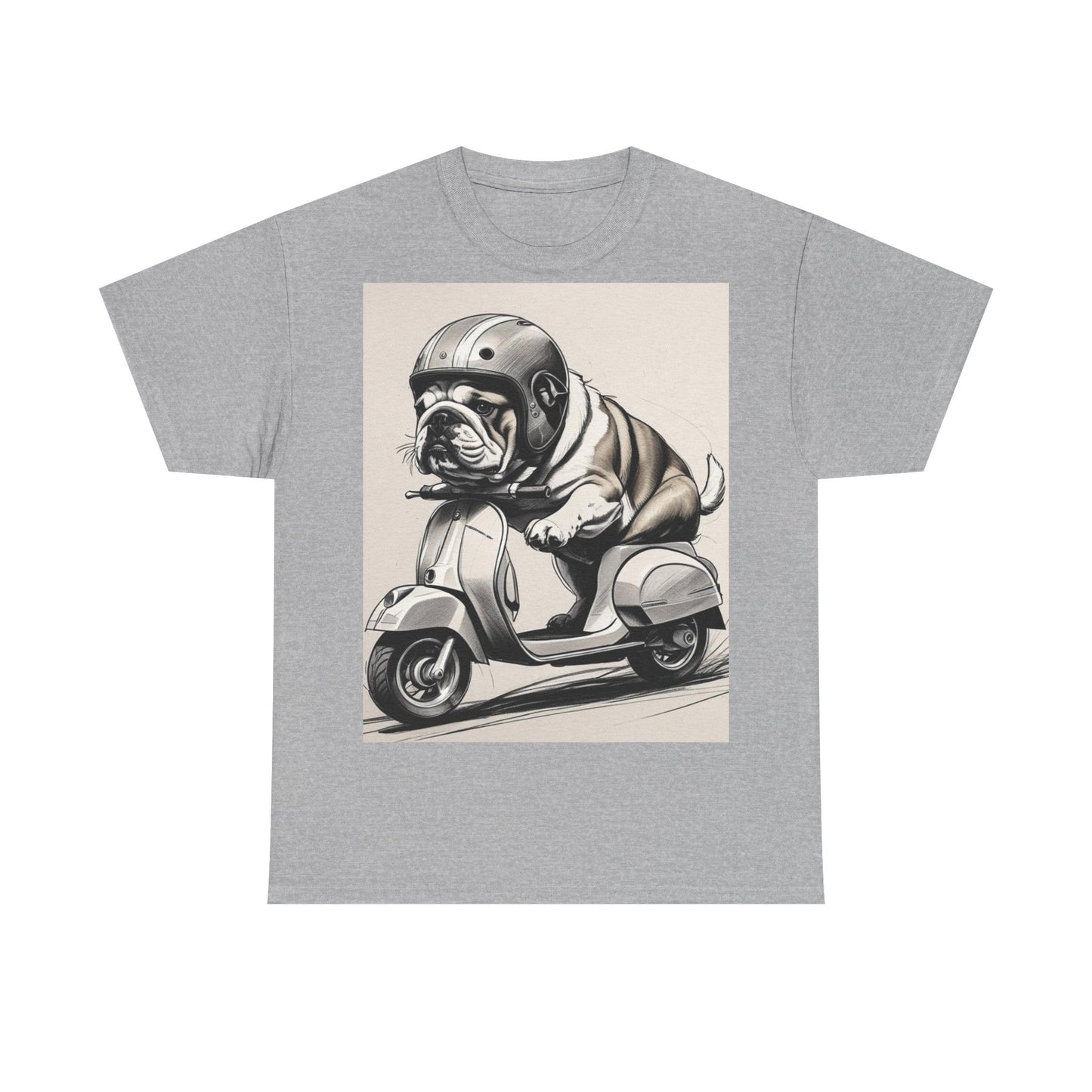 Cool Bulldog Scooter Tee, Unisex Cotton T-Shirt, Dog Lover Gift, Vintage Style Shirt, Fun Pet Apparel, Casual Wear