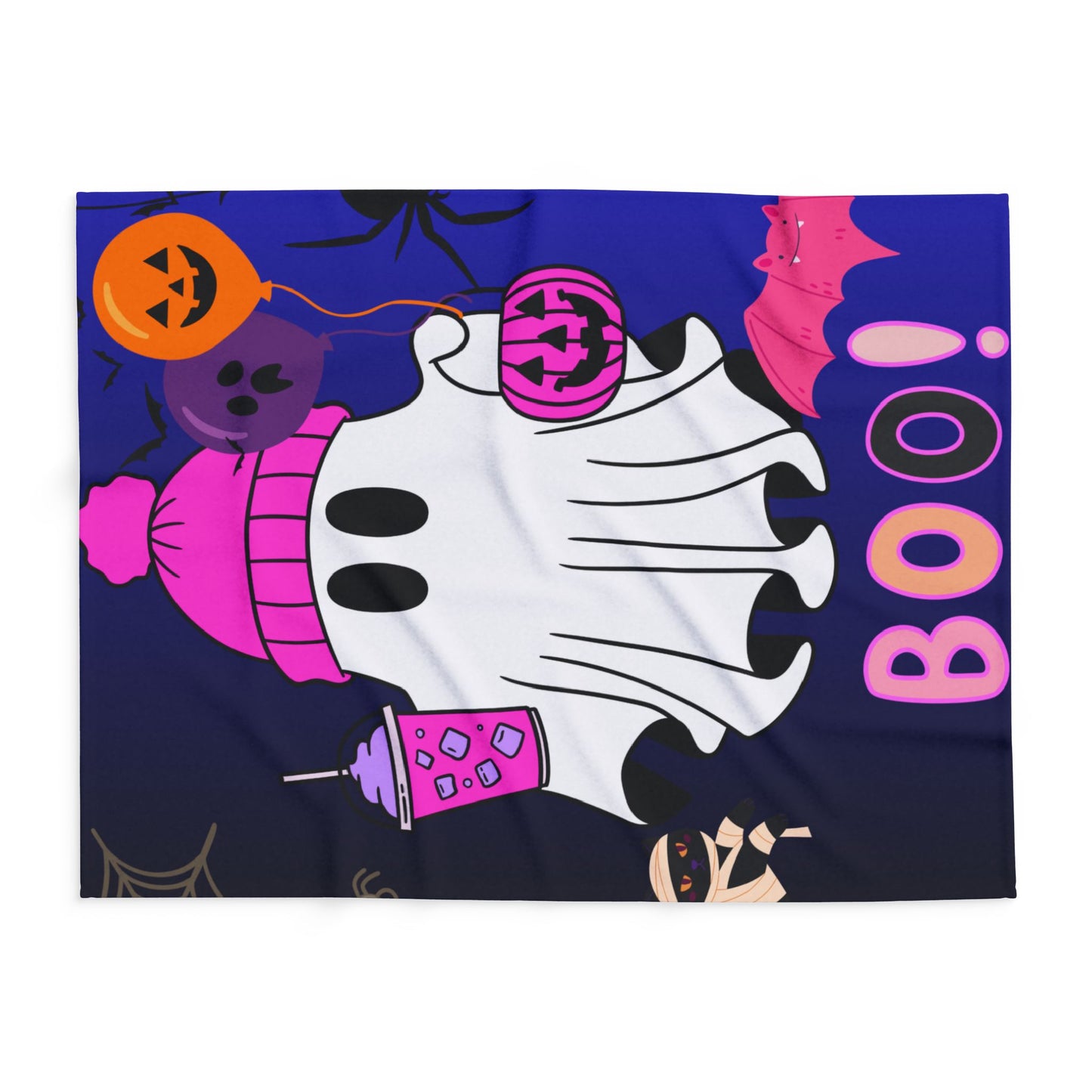 Spooky Ghost Fleece Blanket, Cozy Halloween Decor, Boo Blanket, Cozy Throw, Kids’ Halloween Gift, Fall Home Essentials
