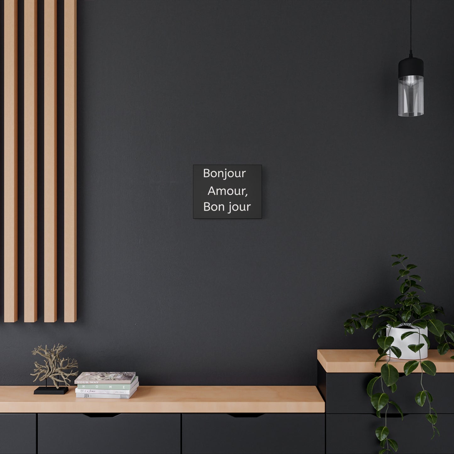 Inspirational Matte Canvas Wall Art – "Bonjour Amour, Bonjour"