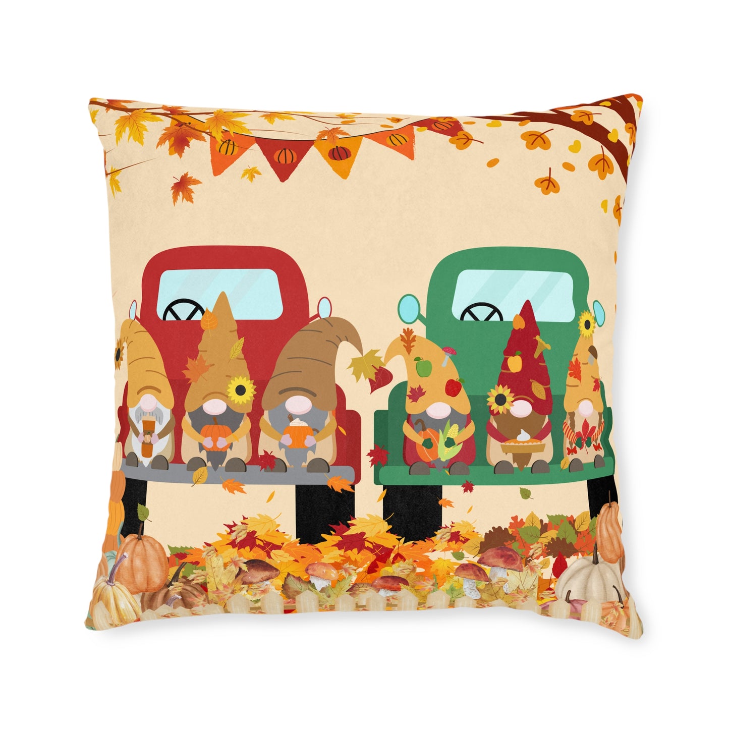 Thanksgiving Gnome Decor Square Pillow, Fall Home Accent, Autumn Pillow, Cozy Throw Pillow, Thanksgiving Gift Idea
