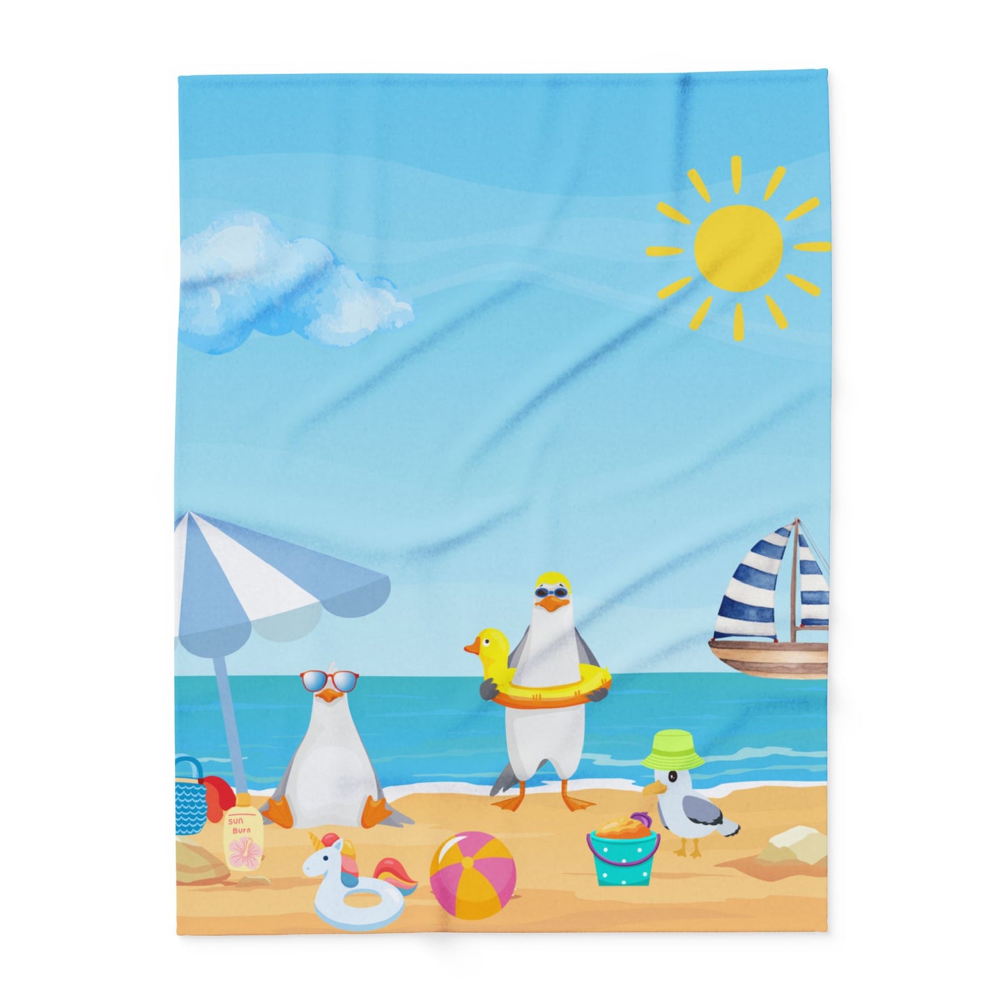 Beach-Themed Fleece Blanket - Cozy Throw for Summer, Perfect for Picnics, Camping, Home Decor, Gifts for Beach Lovers