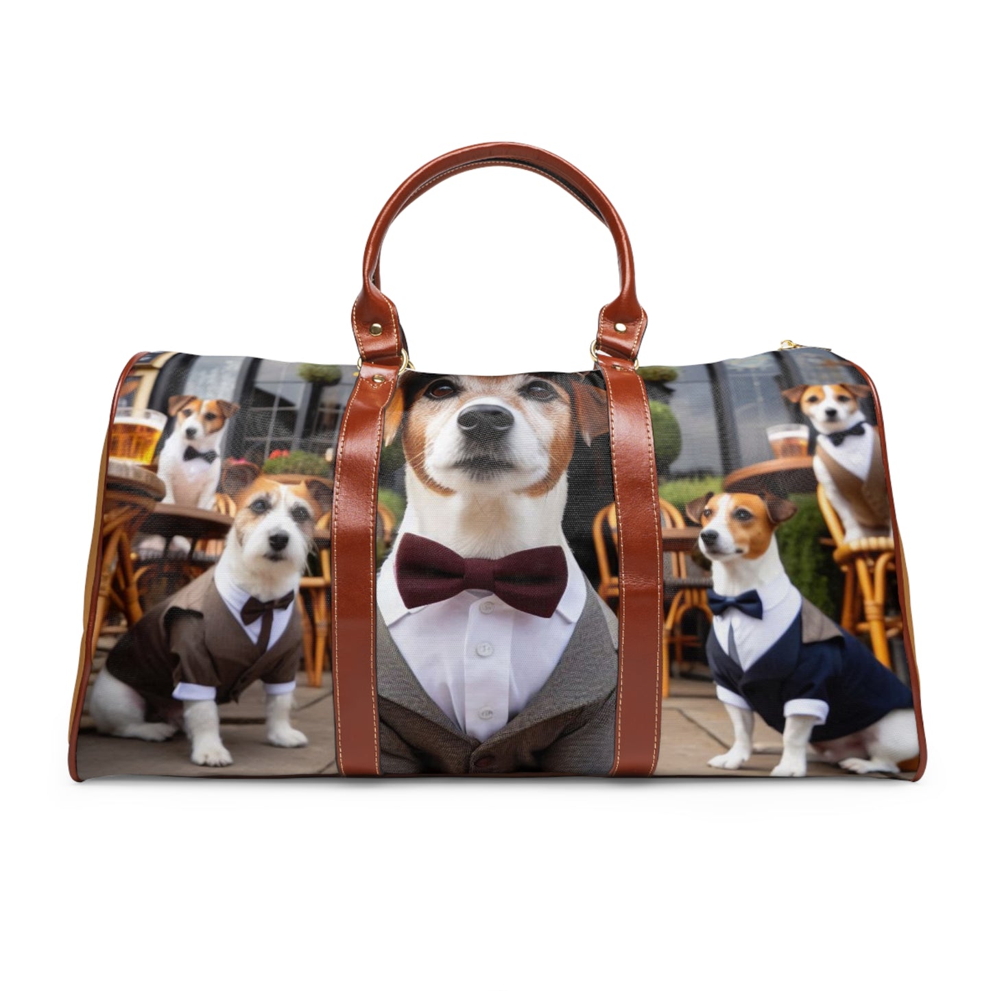 Stylish Waterproof Travel Bag with Dapper Dog Design