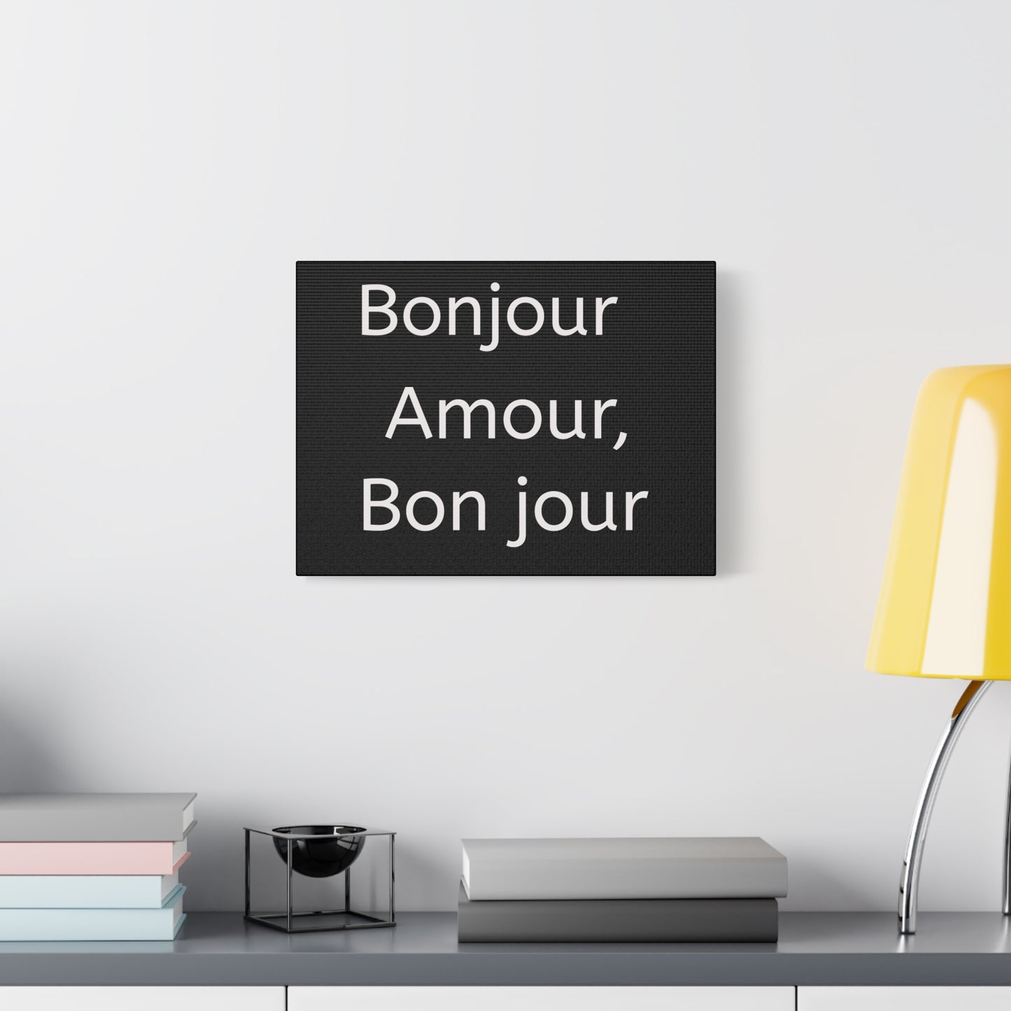 Inspirational Matte Canvas Wall Art – "Bonjour Amour, Bonjour"