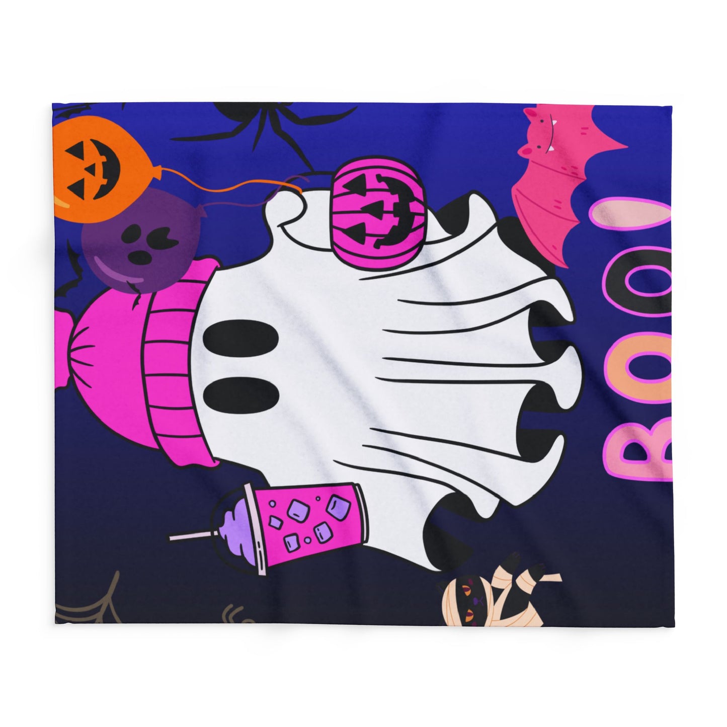 Spooky Ghost Fleece Blanket, Cozy Halloween Decor, Boo Blanket, Cozy Throw, Kids’ Halloween Gift, Fall Home Essentials