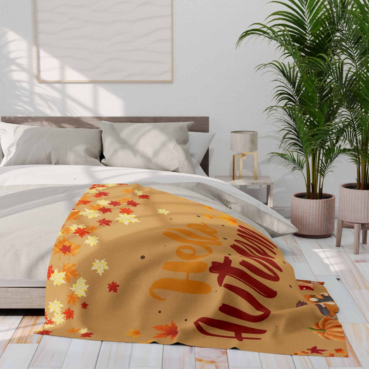 Autumn Fleece Blanket, Cozy Fall Decor, Seasonal Home Accessory, Autumnal Gift, Warm Throw for Chilly Days