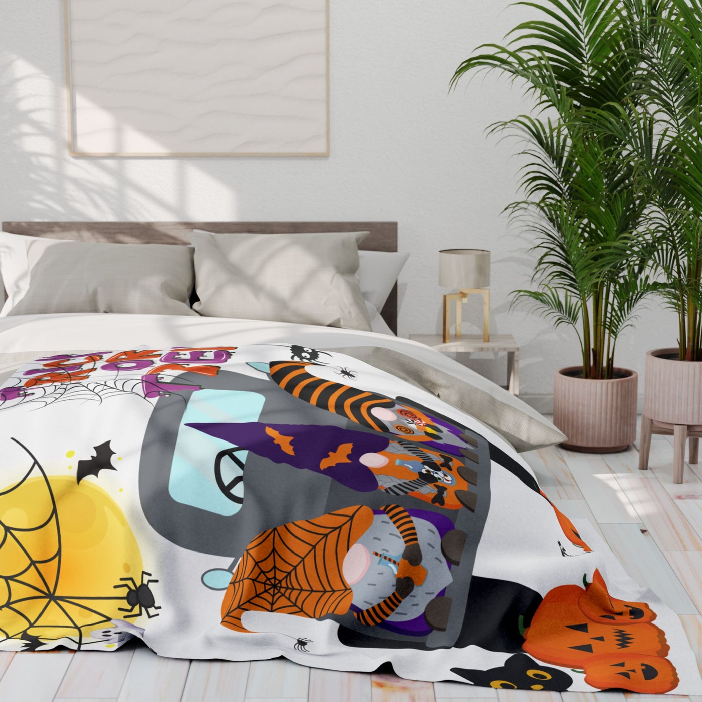 Halloween Fleece Blanket, Cozy Throw, Trick or Treat Decor, Pumpkin Blanket, Seasonal Home Accents